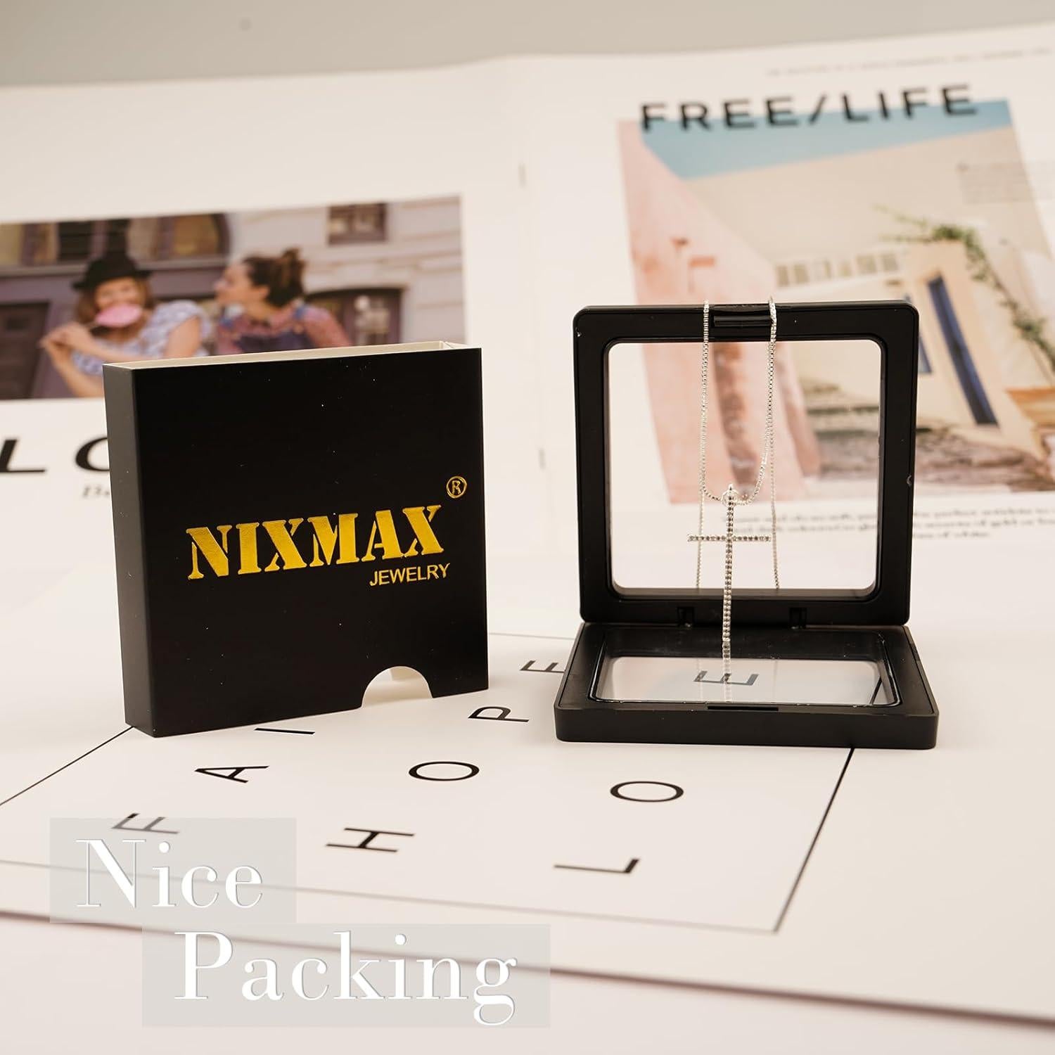 Collar Cruz Dainty NIXMAX Baño de Oro 14K Ajustable 42 cm