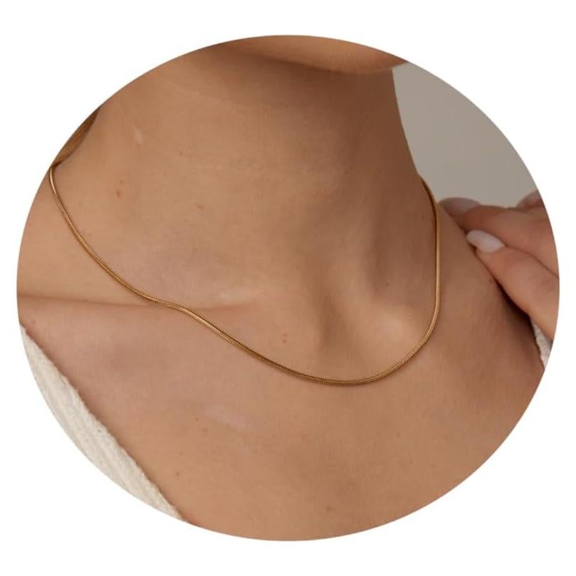 Collar Choker Herringbone Oro 18K 40.64 cm Mujeres Mauzew