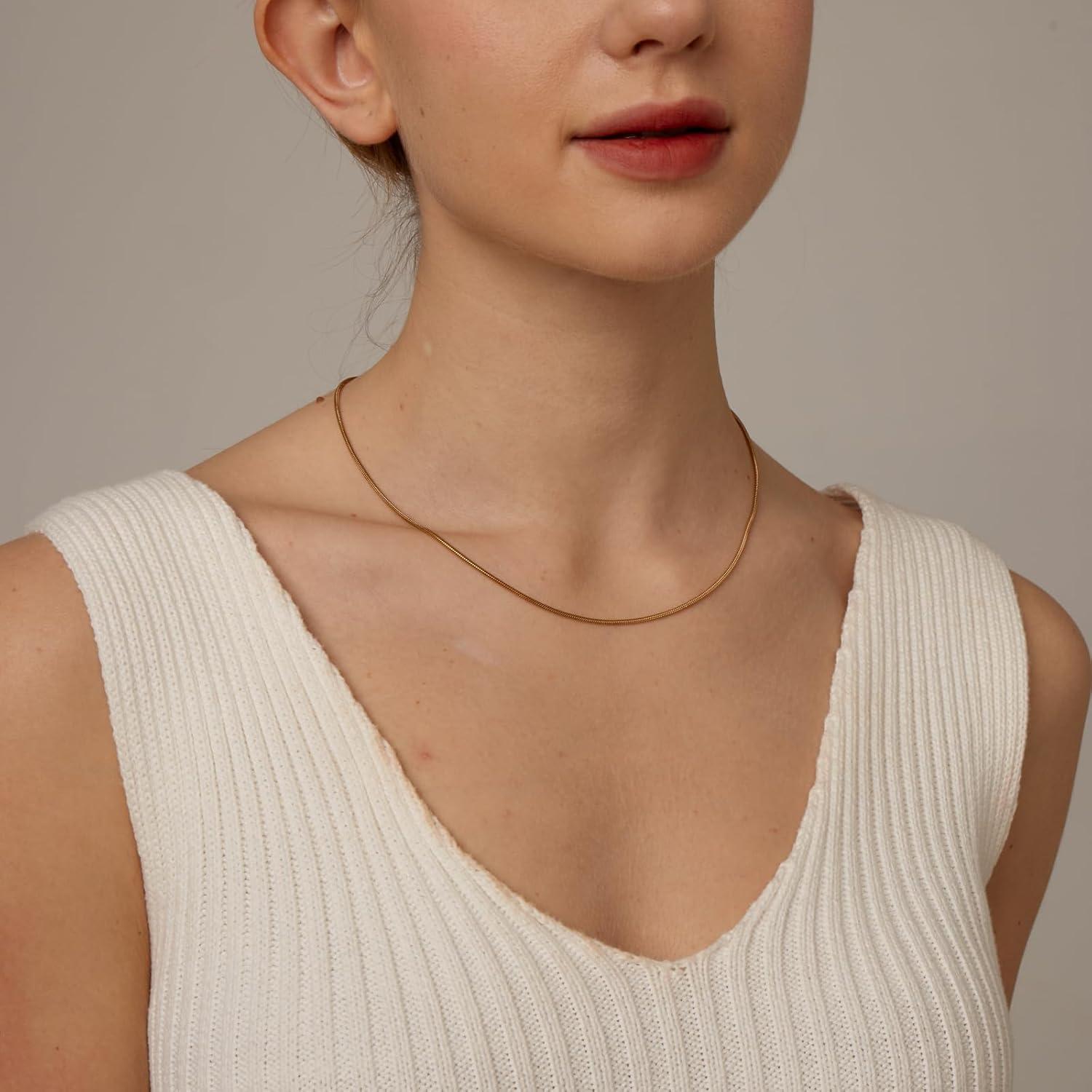 Collar Choker Herringbone Oro 18K 40.64 cm Mujeres Mauzew