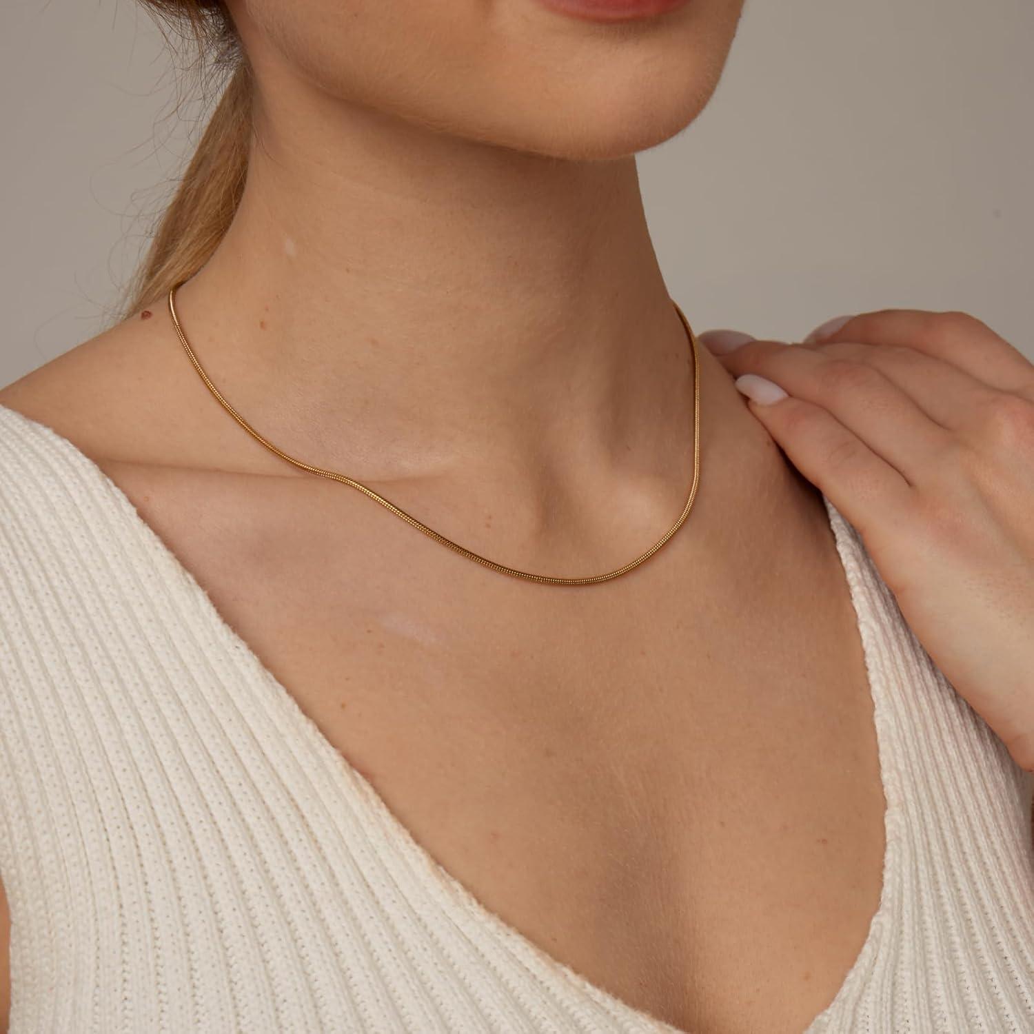 Collar Choker Herringbone Oro 18K 40.64 cm Mujeres Mauzew