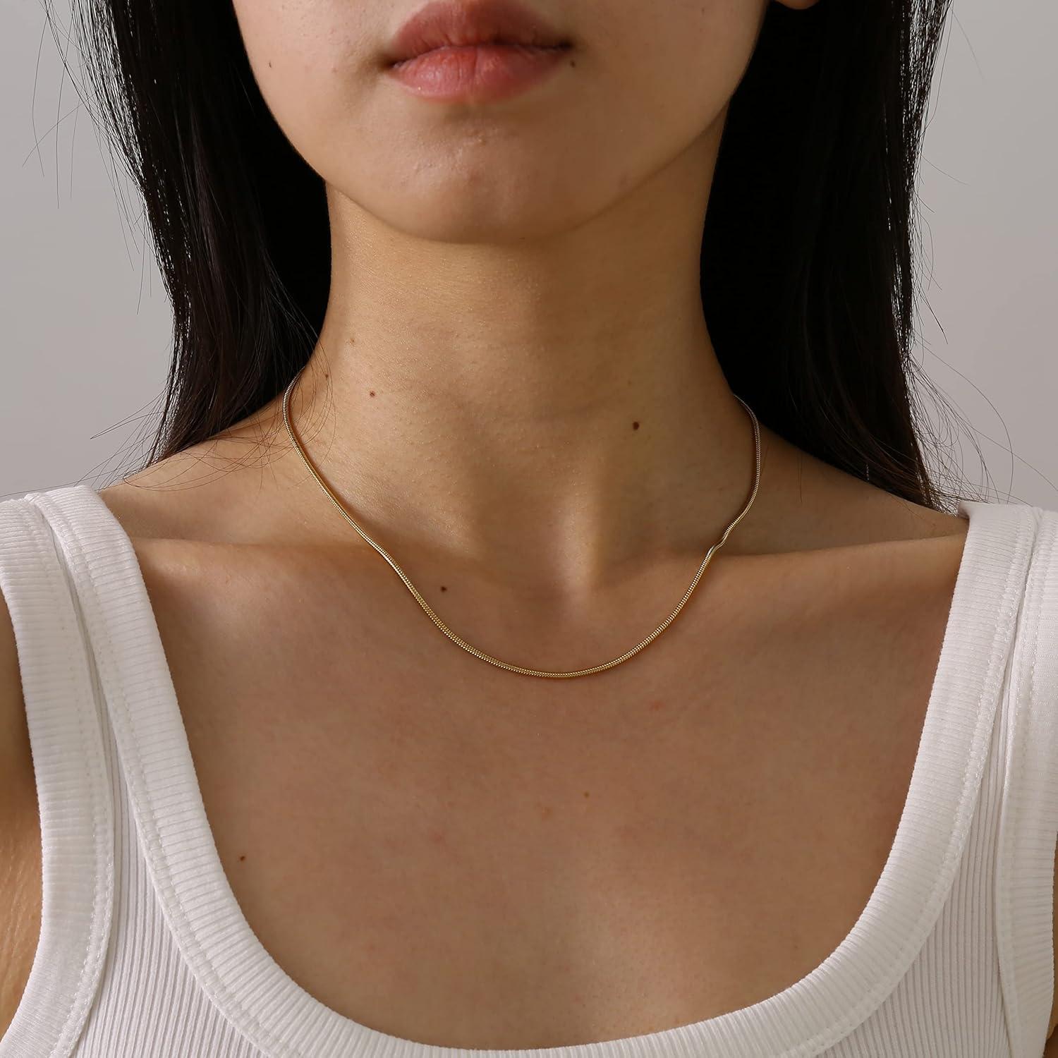 Collar Choker Herringbone Oro 18K 40.64 cm Mujeres Mauzew