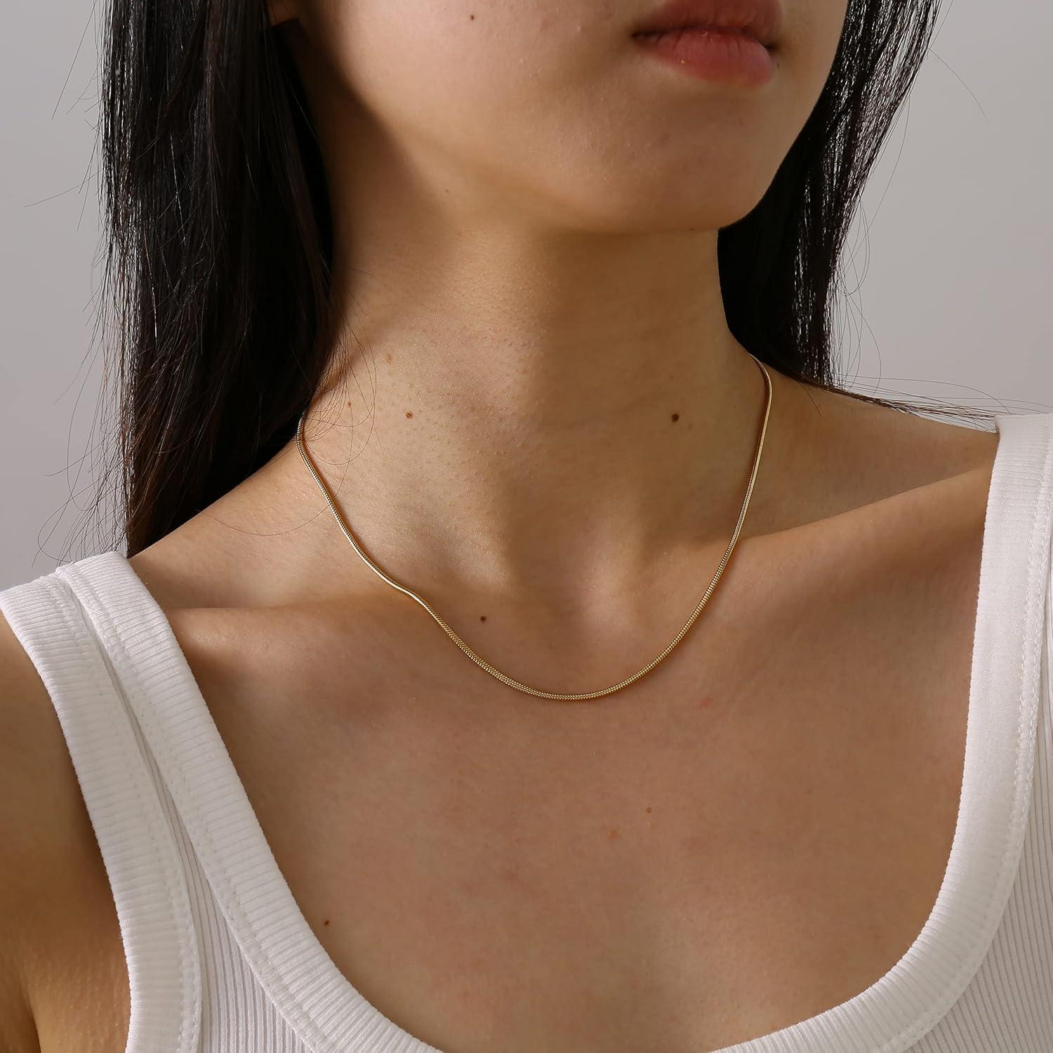 Collar Choker Herringbone Oro 18K 40.64 cm Mujeres Mauzew