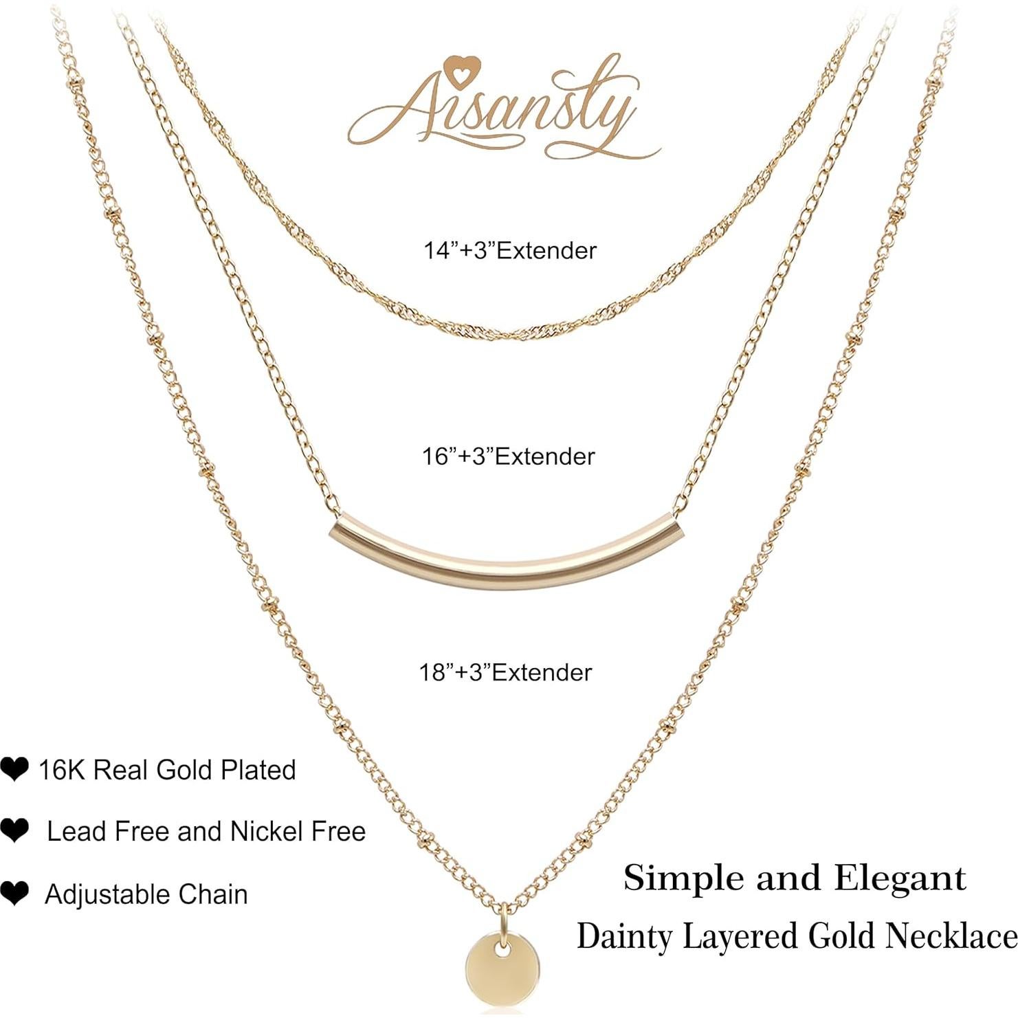 Collar Choker Dainty Aisansty Oro 14K Hecho a Mano para Mujeres