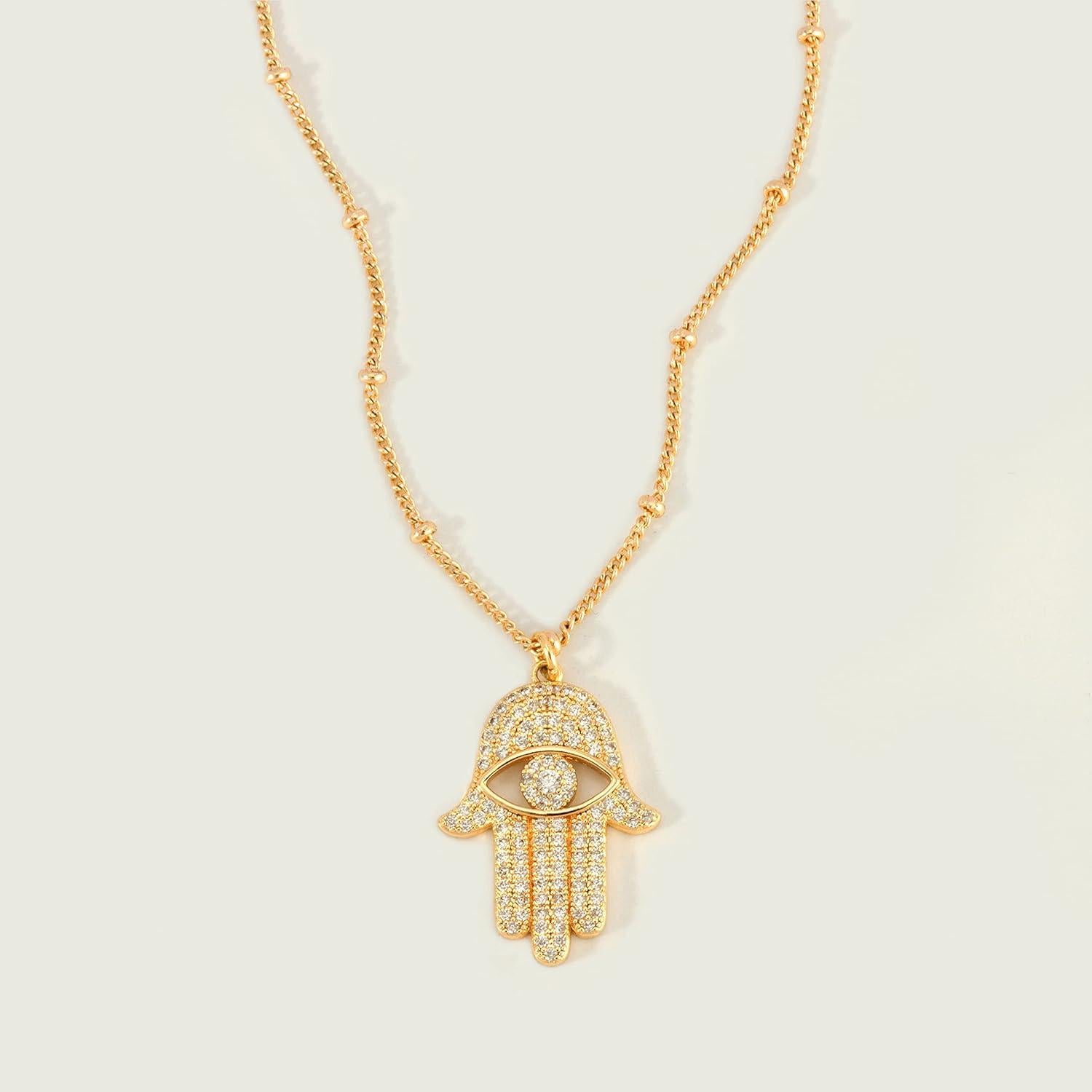 Collar Dainty Ojo Maligno MEVECCO Baño de Oro 18K 45.72-50.8 cm