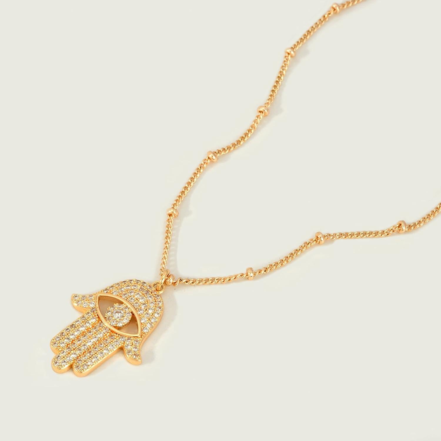 Collar Dainty Ojo Maligno MEVECCO Baño de Oro 18K 45.72-50.8 cm