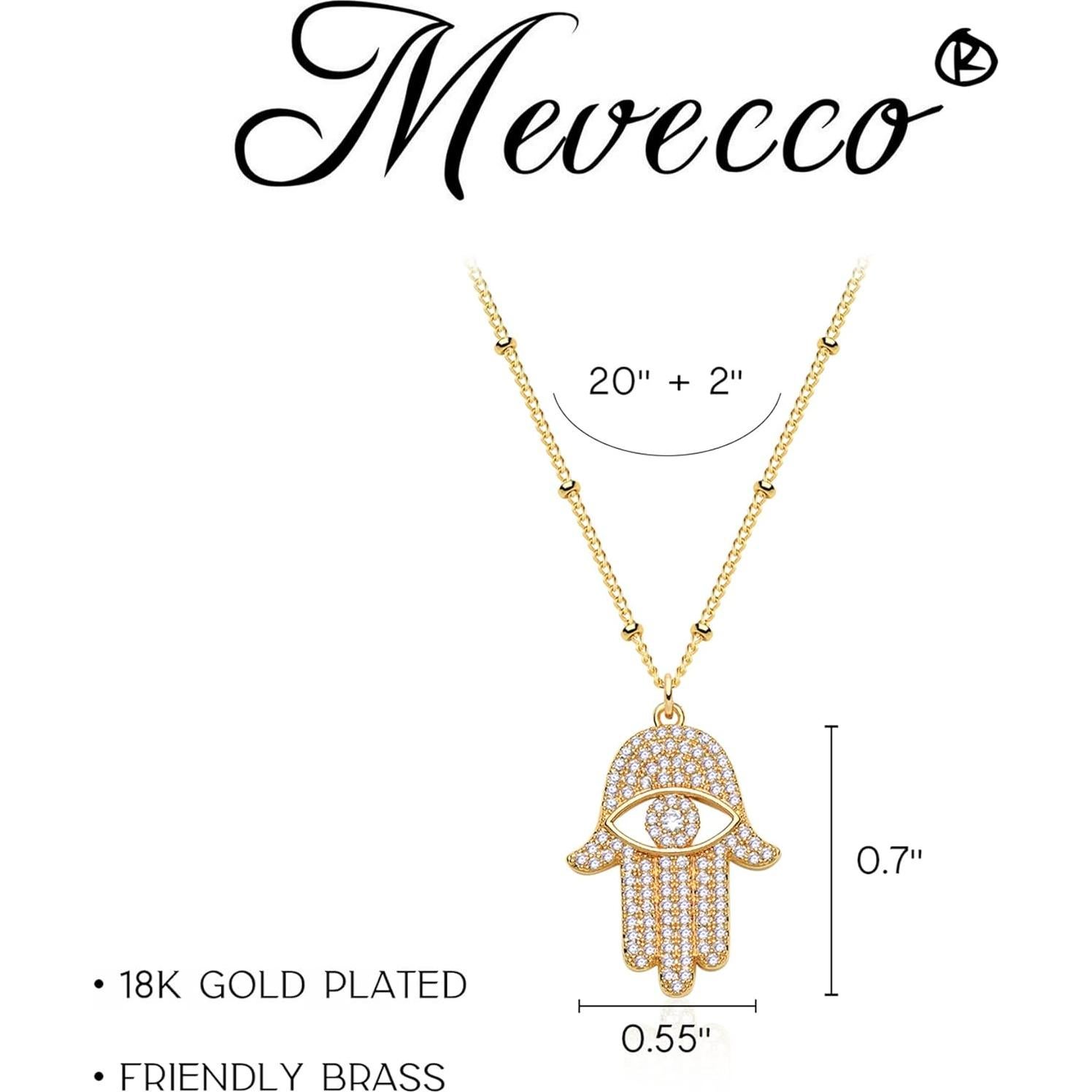 Collar Dainty Ojo Maligno MEVECCO Baño de Oro 18K 45.72-50.8 cm