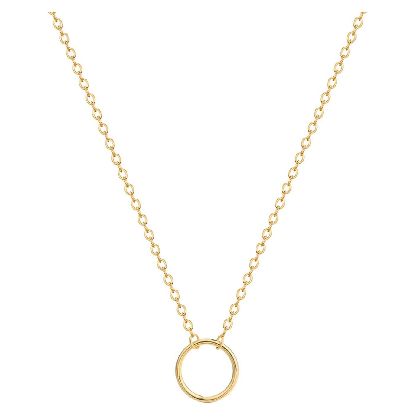 Collar Circular de Corazón Zeffy 18k Baño de Oro 40.6 cm