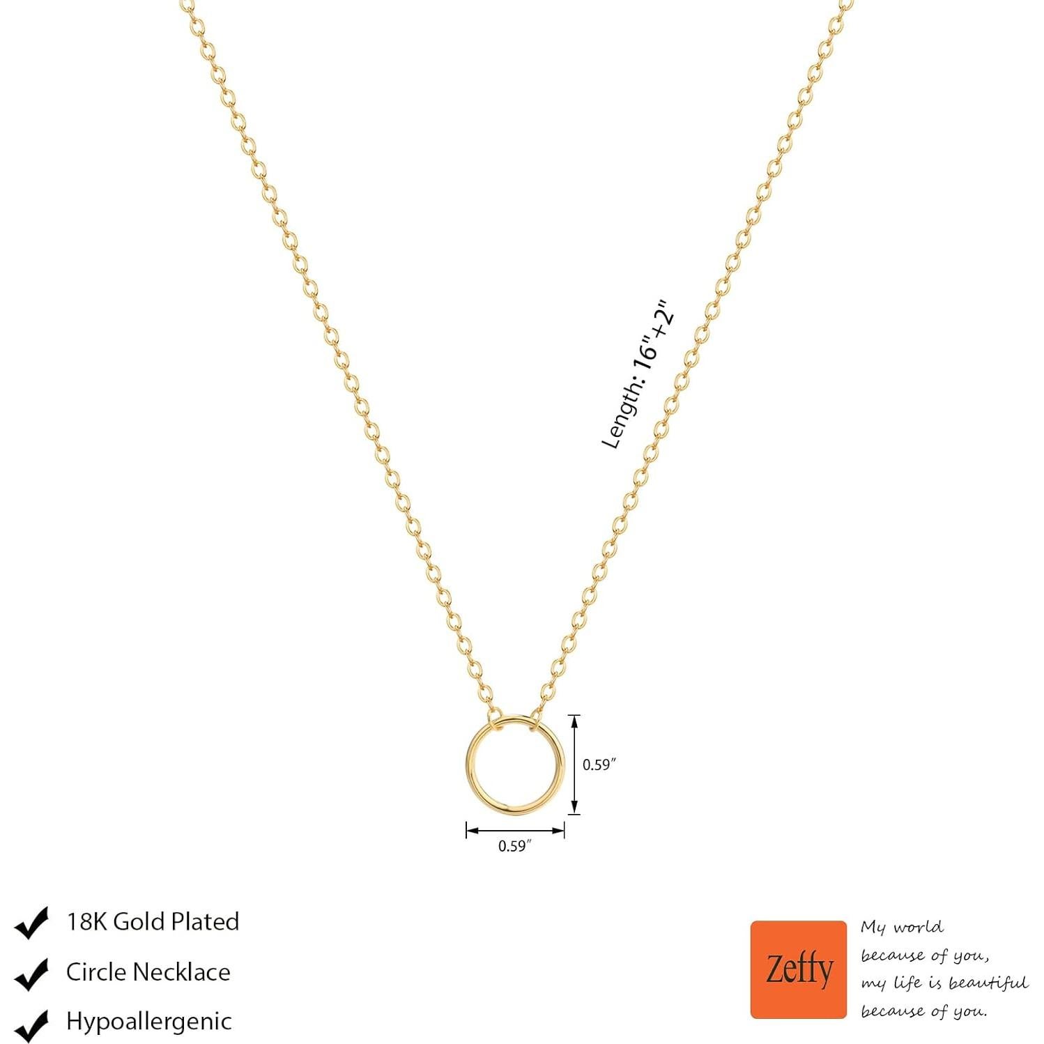 Collar Circular de Corazón Zeffy 18k Baño de Oro 40.6 cm