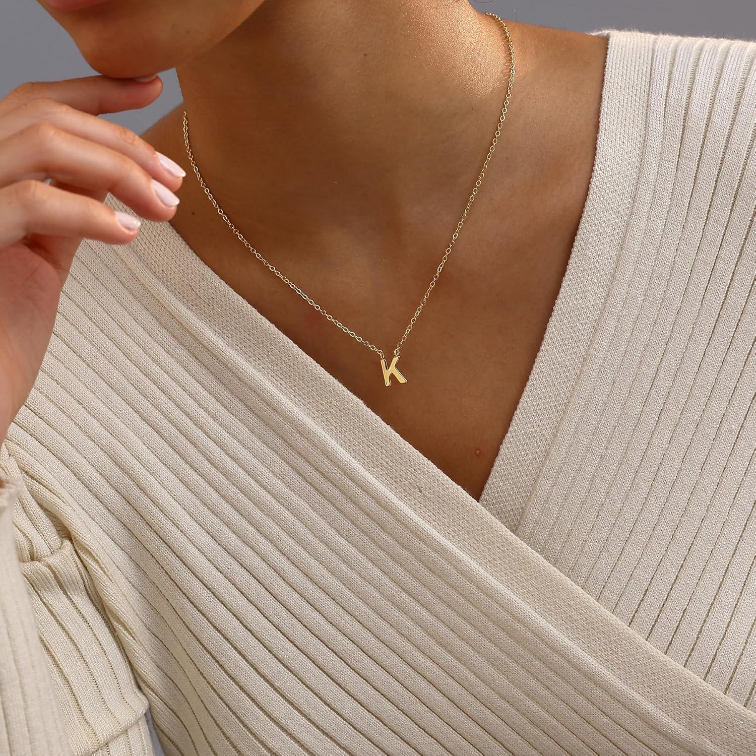 Collar Inicial Dainty de Oro 14k para Mujeres - Regalo Personalizado