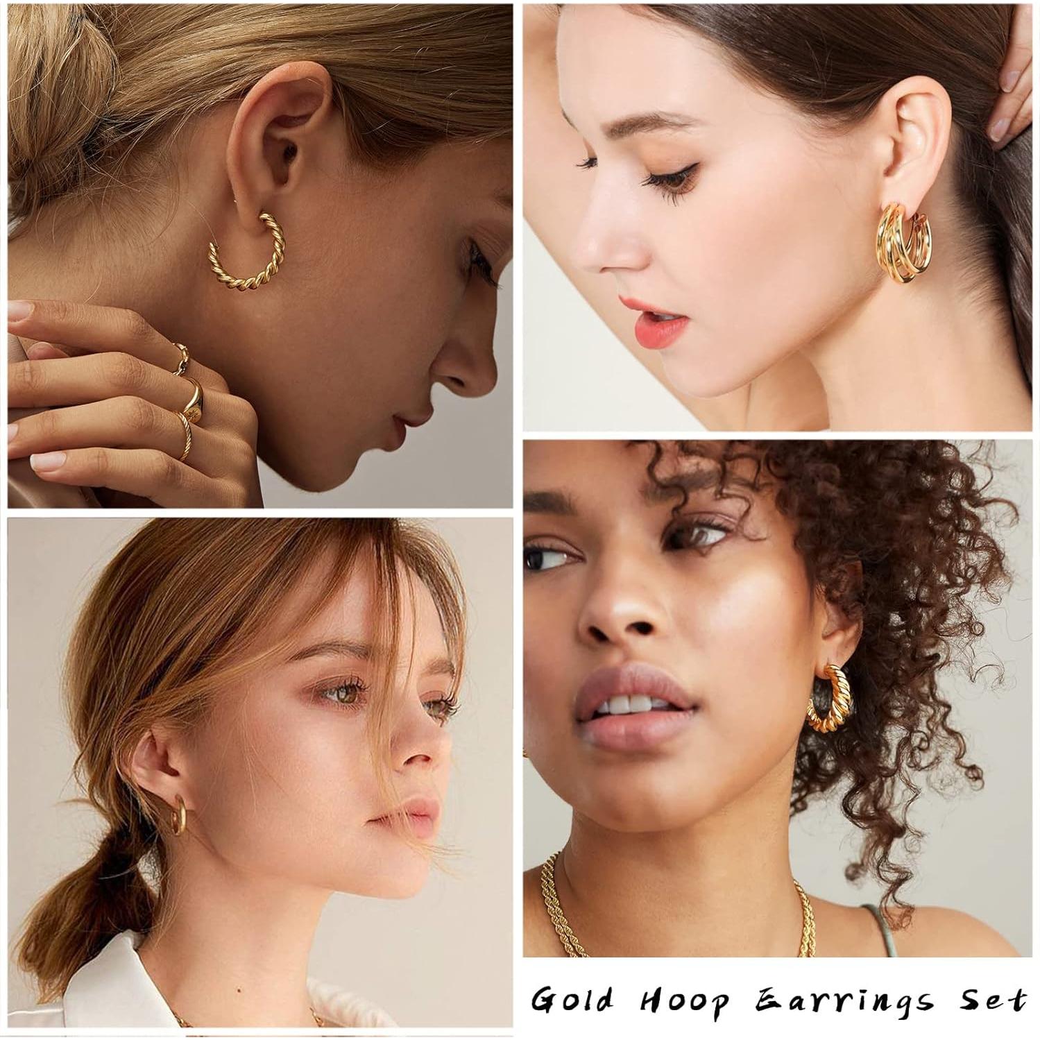 Conjunto de Joyería Baño de Oro IFKM para Mujeres - Collares, Pulseras, Anillos y Pendientes