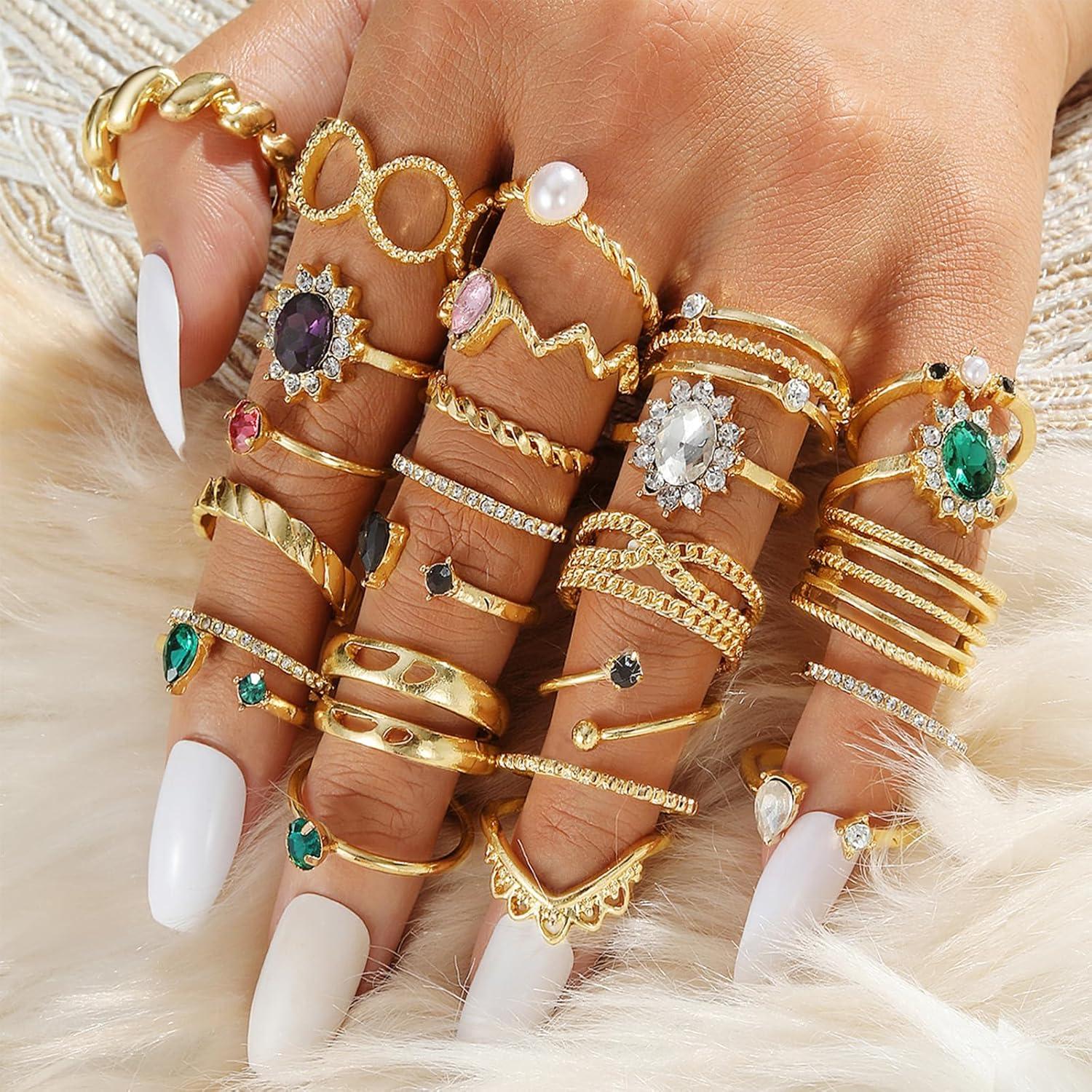 Conjunto de Joyería Baño de Oro IFKM para Mujeres - Collares, Pulseras, Anillos y Pendientes