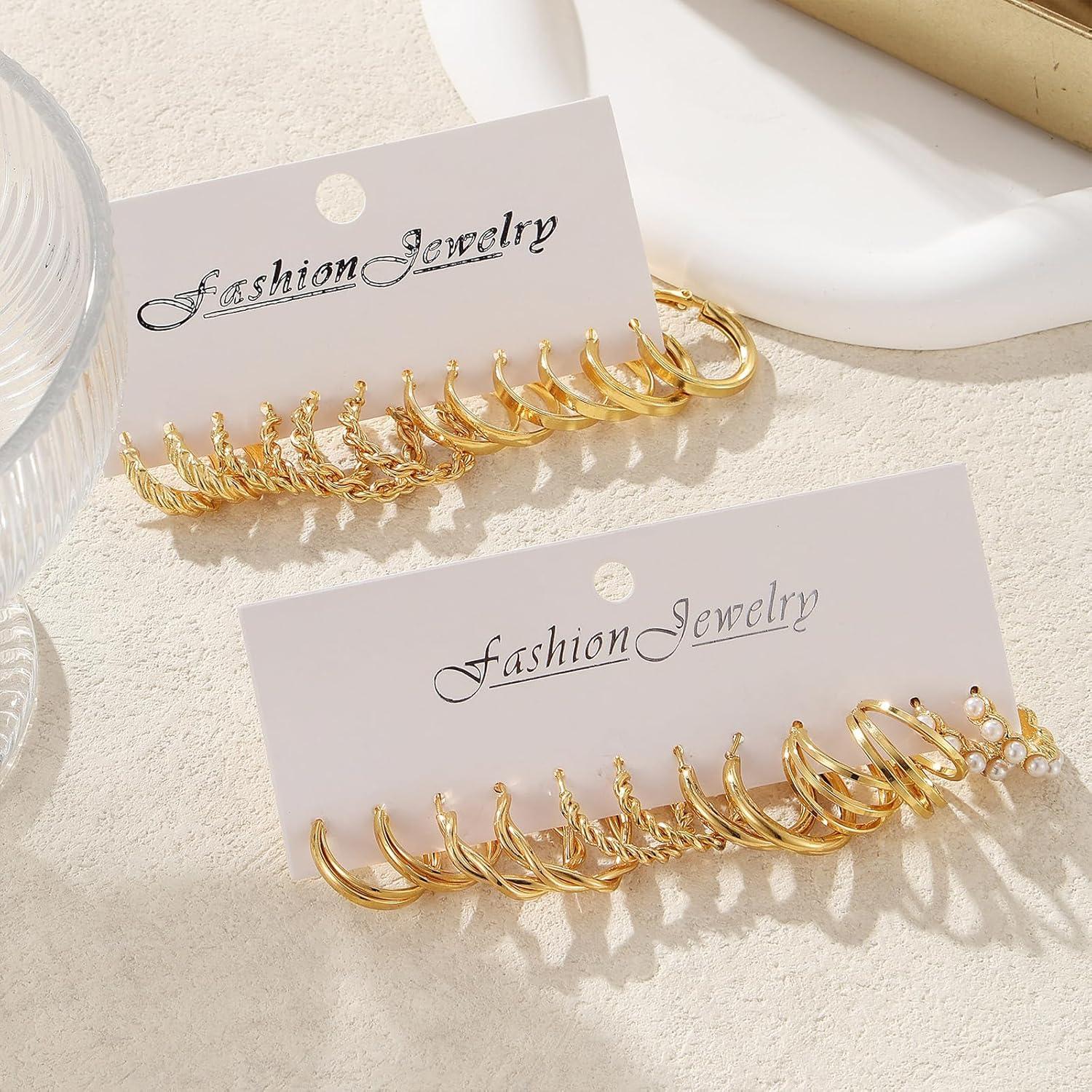 Conjunto de Joyería Baño de Oro IFKM para Mujeres - Collares, Pulseras, Anillos y Pendientes