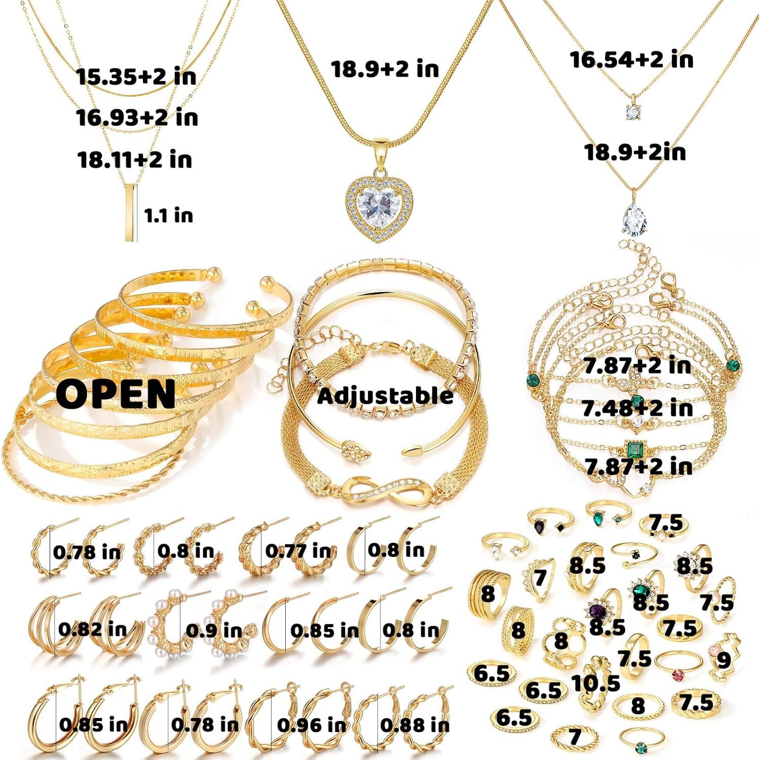 Conjunto de Joyería Baño de Oro IFKM para Mujeres - Collares, Pulseras, Anillos y Pendientes