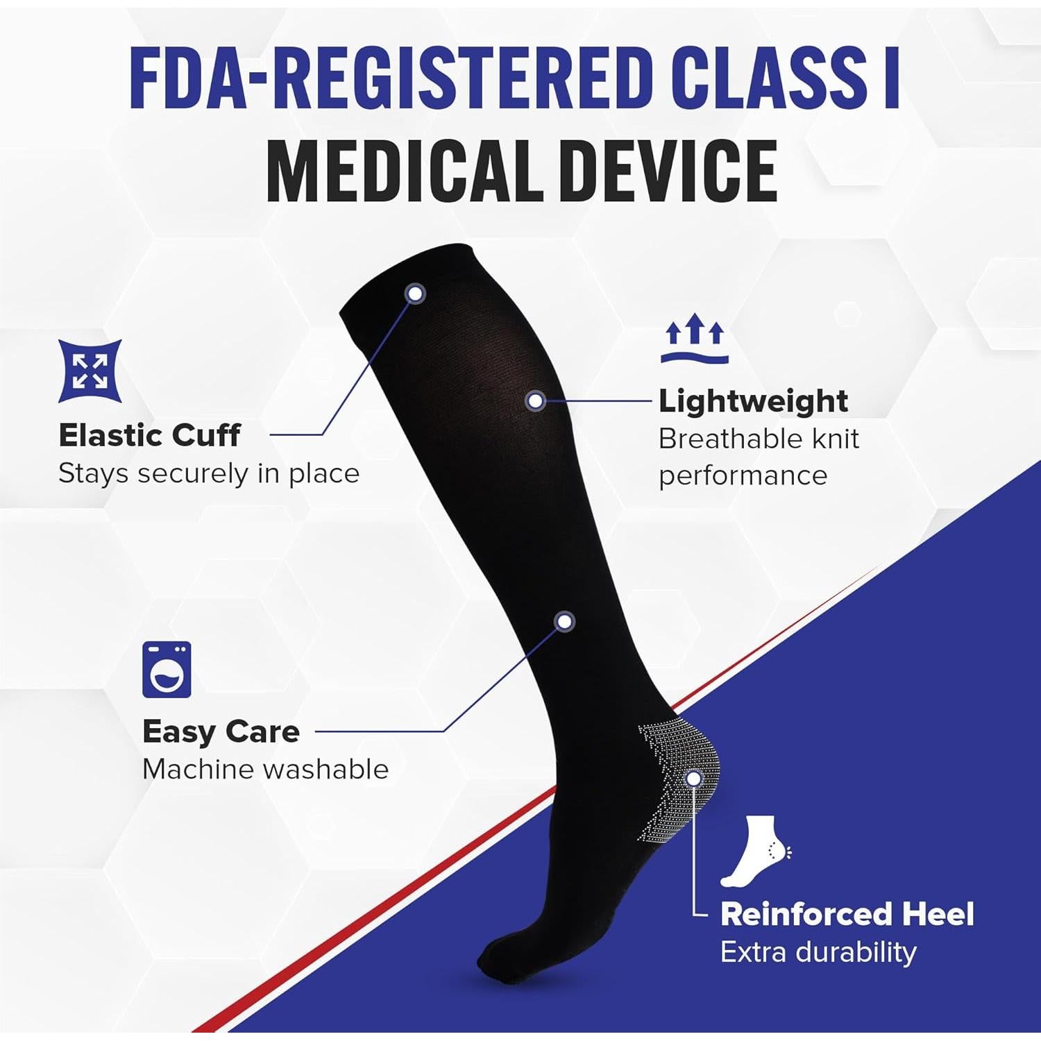 Calcetines de Compresión AHS Medianos 15-20 mmHg Negros 3 Pares