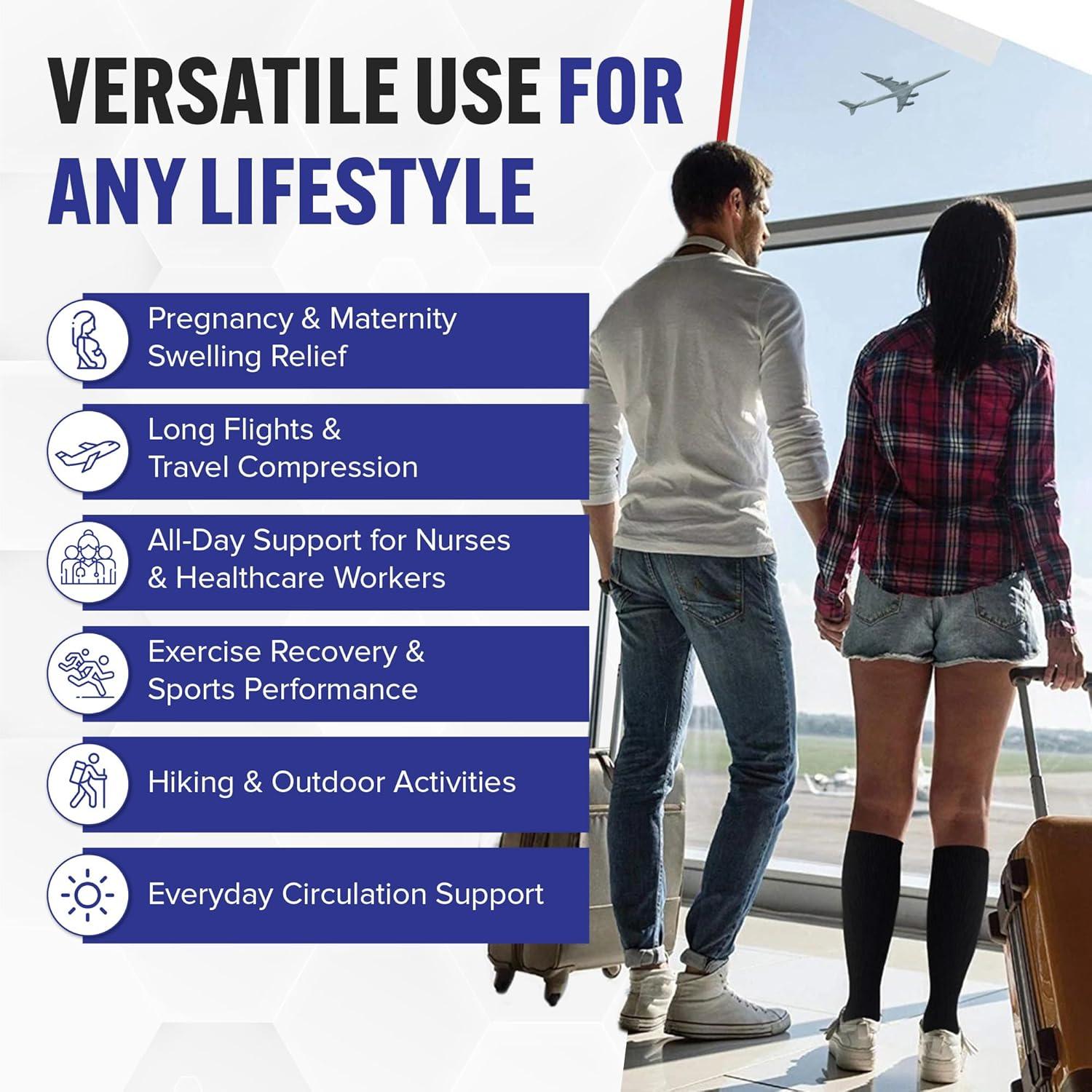 Calcetines de Compresión AHS Medianos 15-20 mmHg Negros 3 Pares