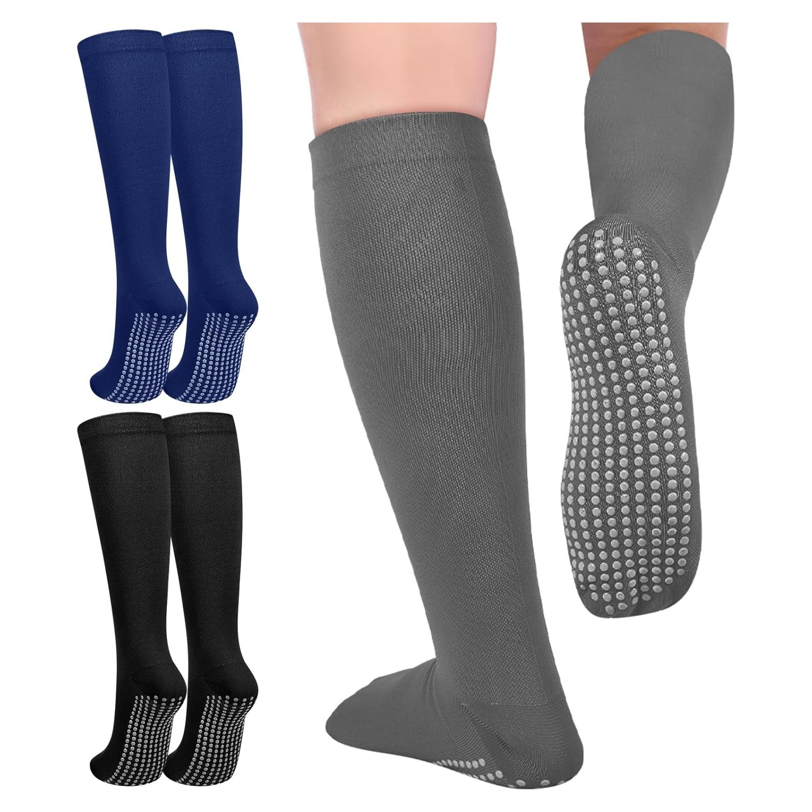 3 Pares de Calcetines de Compresión Antideslizantes 20-30 mmHg