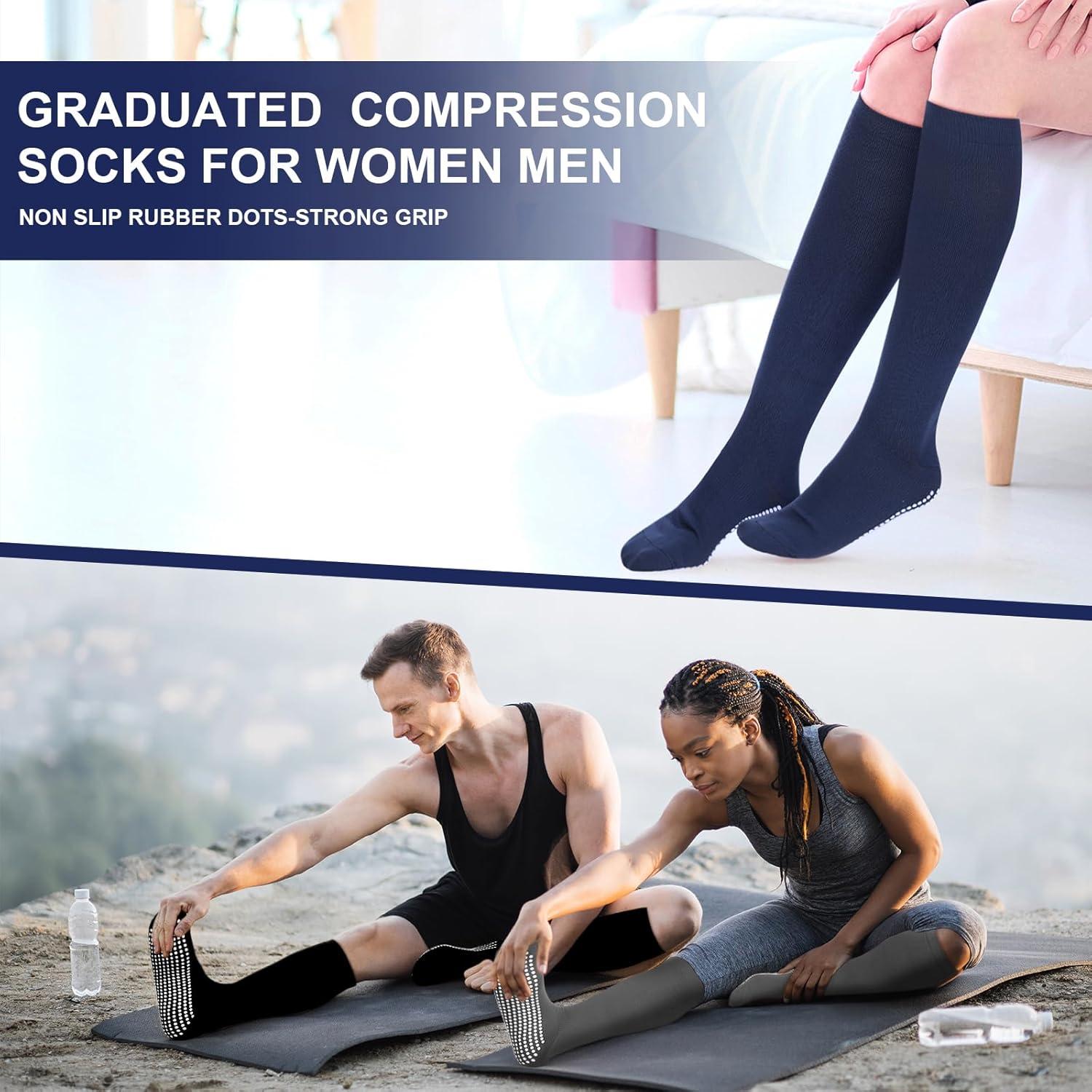 3 Pares de Calcetines de Compresión Antideslizantes 20-30 mmHg