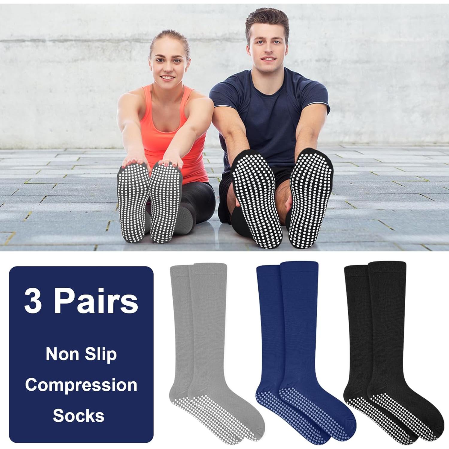 3 Pares de Calcetines de Compresión Antideslizantes 20-30 mmHg