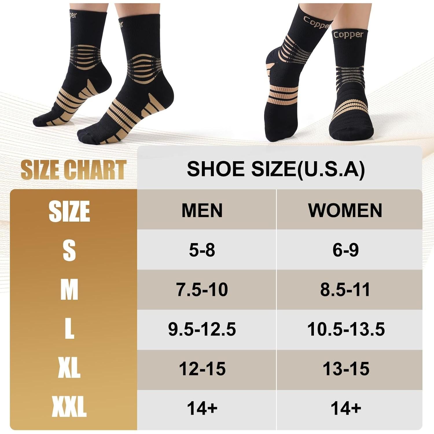 Calcetines de Compresión de Cobre NEENCA para Alivio del Dolor