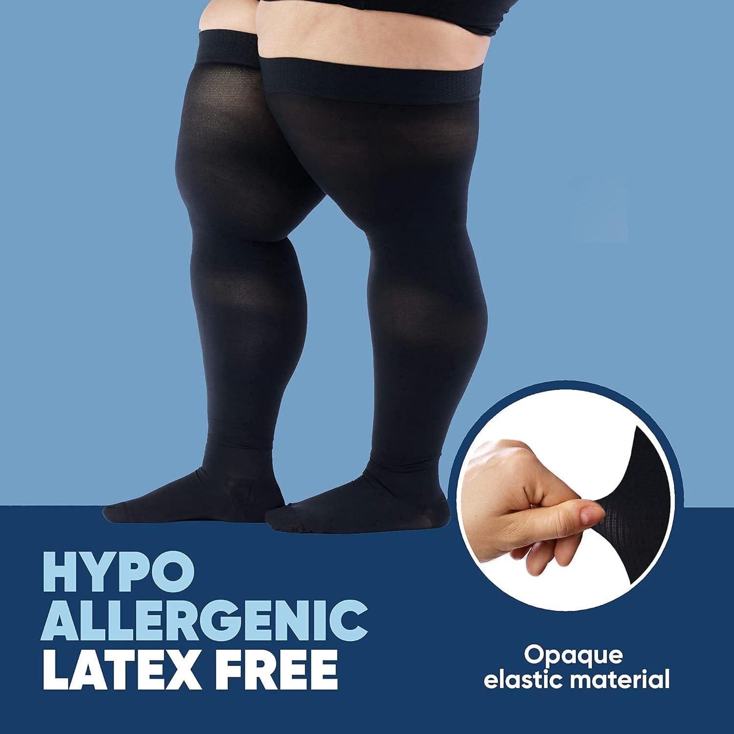 Medias de Compresión hasta el Muslo para Hombres - Absolute Support - X-Large - 20-30 mmHg - Negro