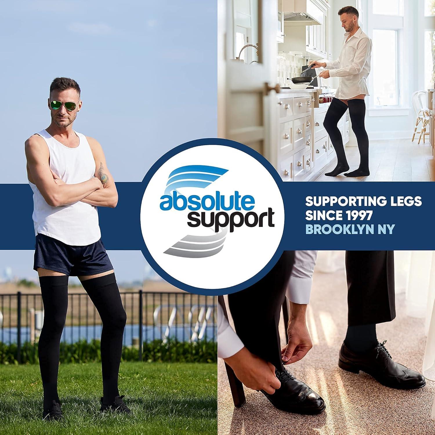 Medias de Compresión hasta el Muslo para Hombres - Absolute Support - X-Large - 20-30 mmHg - Negro