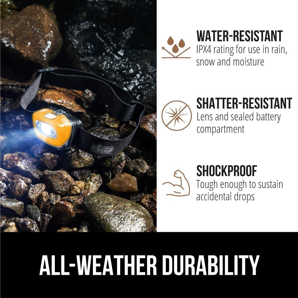 Lámpara Frontal LED Gorilla Grip 226 Lúmenes 7 Modos Naranja