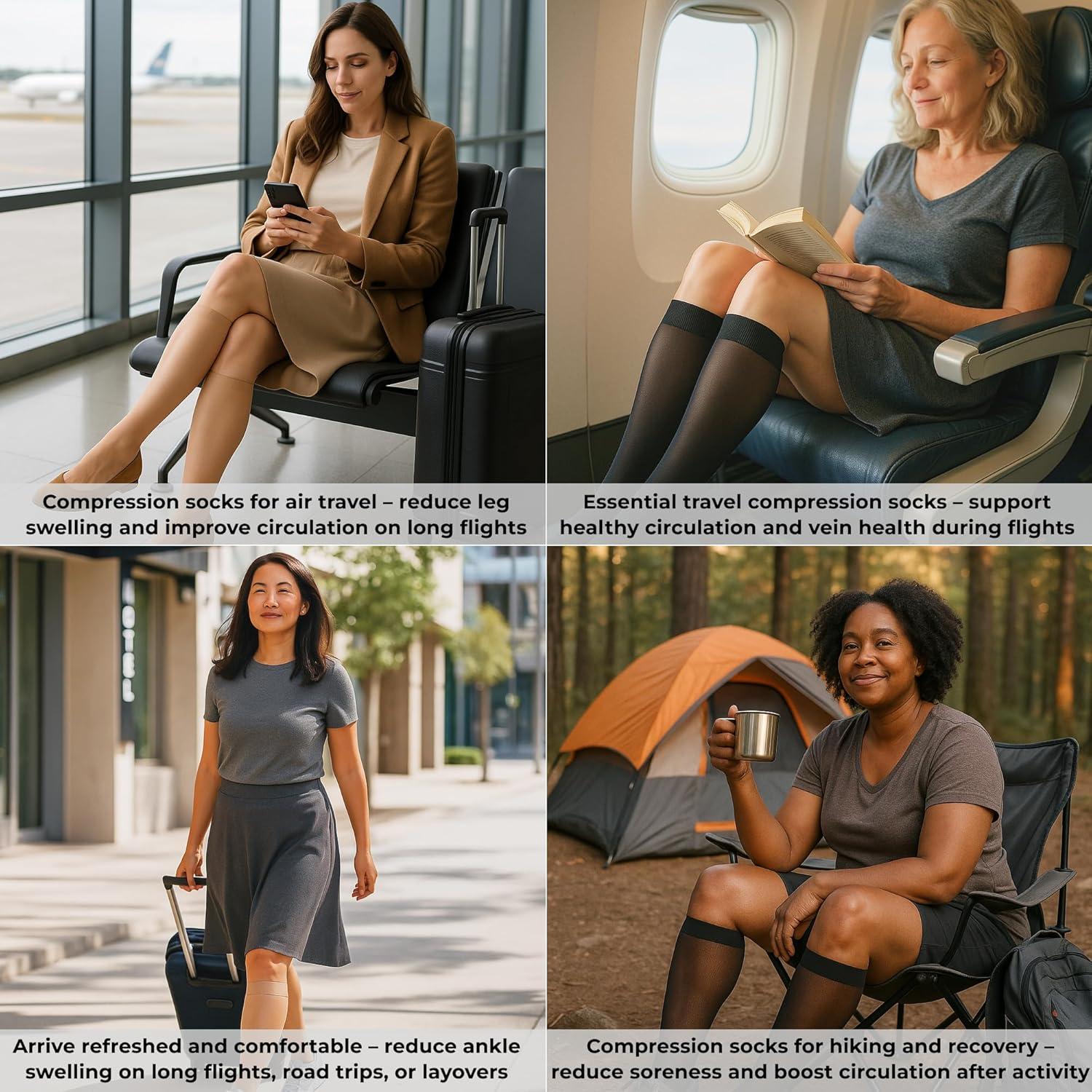 Medias de Compresión Transparentes SOPORTE ABSOLUTO 20-30mmHg Beige Pequeño