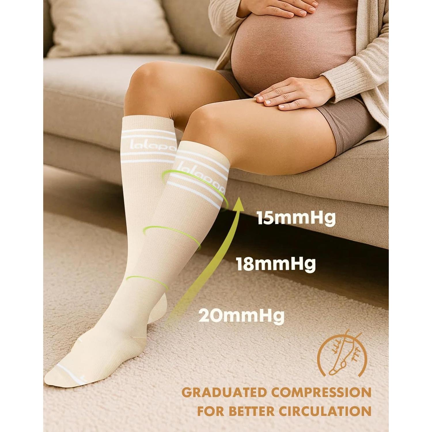 Calcetines de Compresión de Algodón Lalapapa 15-20 mmHg Rosa