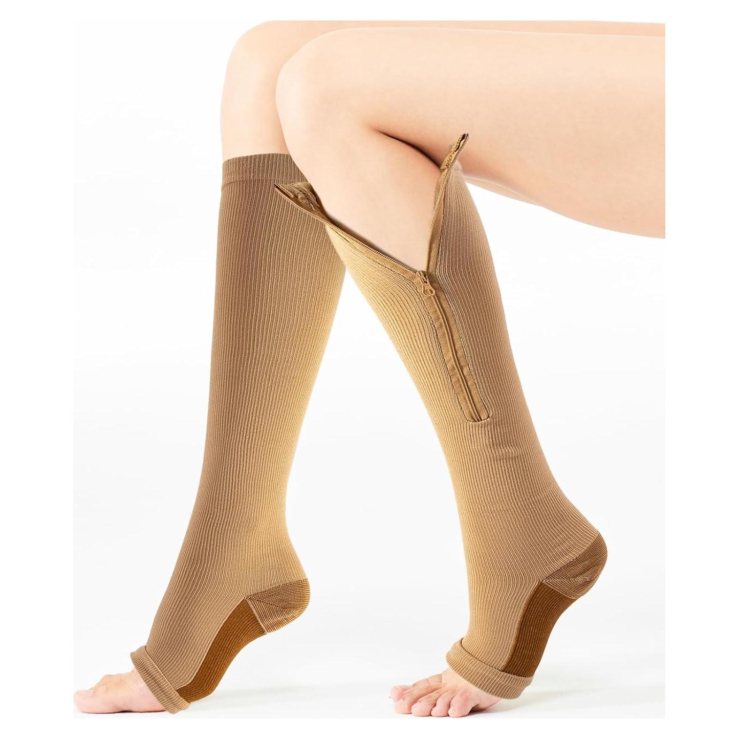 3 Pares Calcetines de Compresión con Cremallera SHFGYG 15-20mmHg