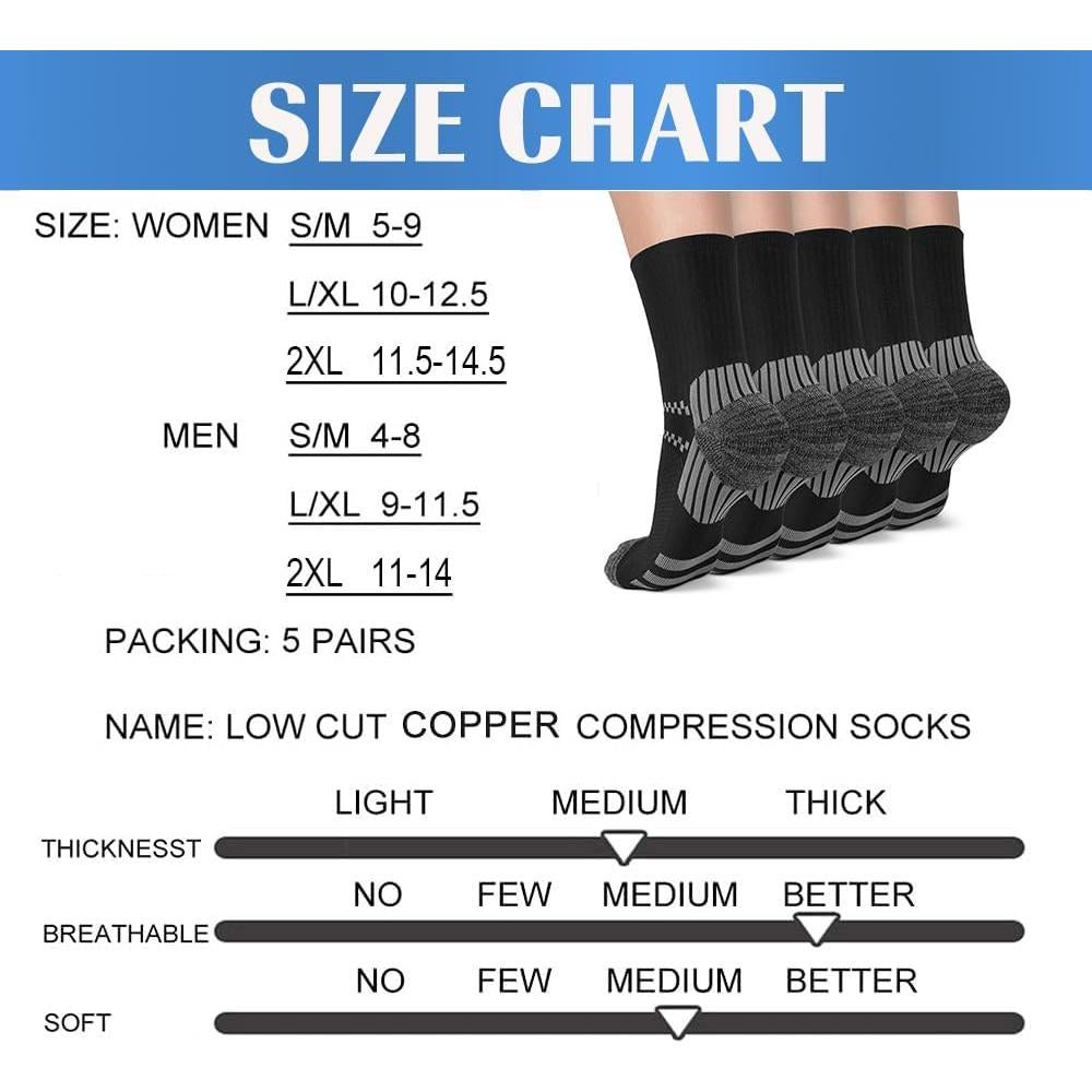 Calcetines de Compresión Aoliks para Tobillo - 5 Pares