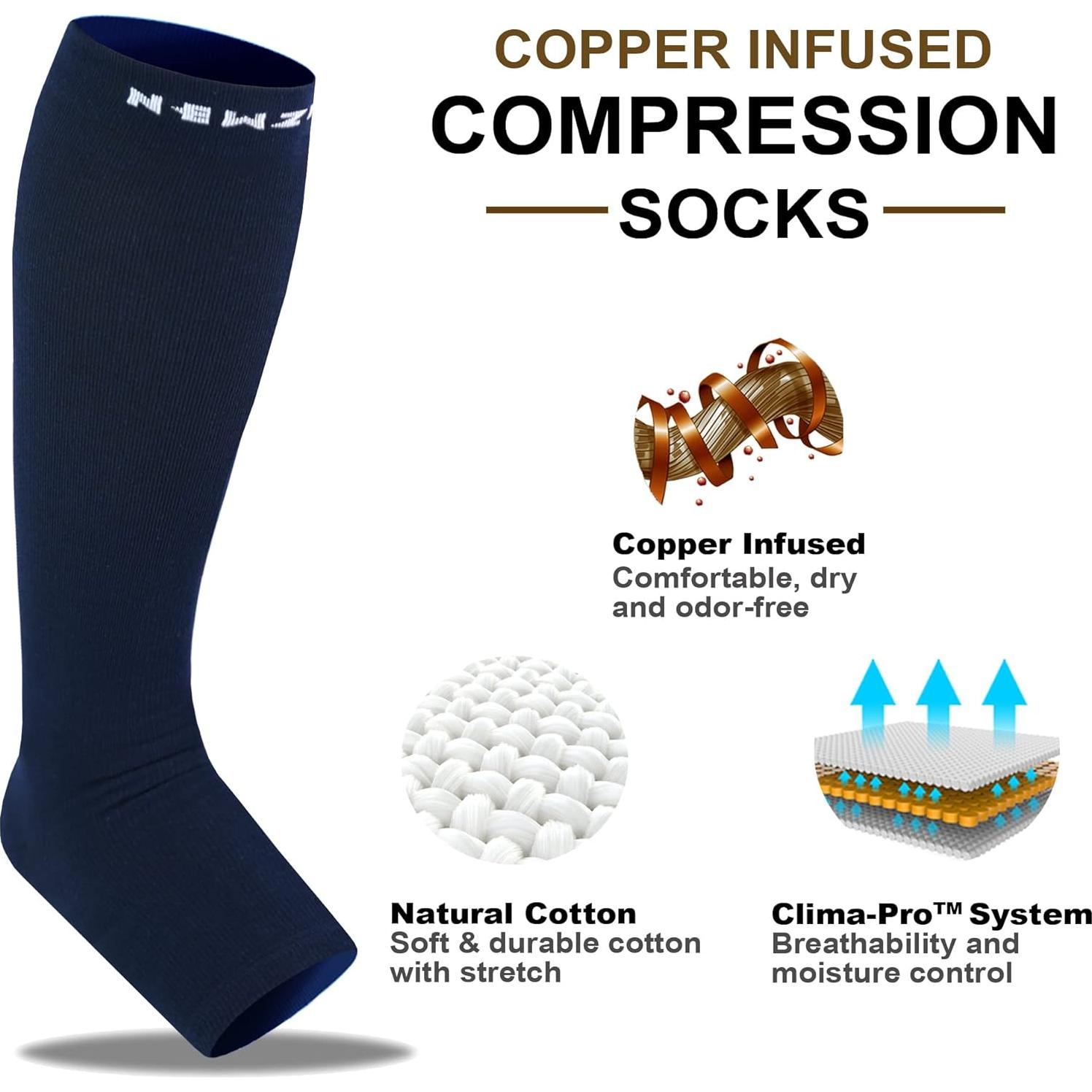 Medias de Compresión Graduadas Newzill 20-30 mmHg Punta Abierta