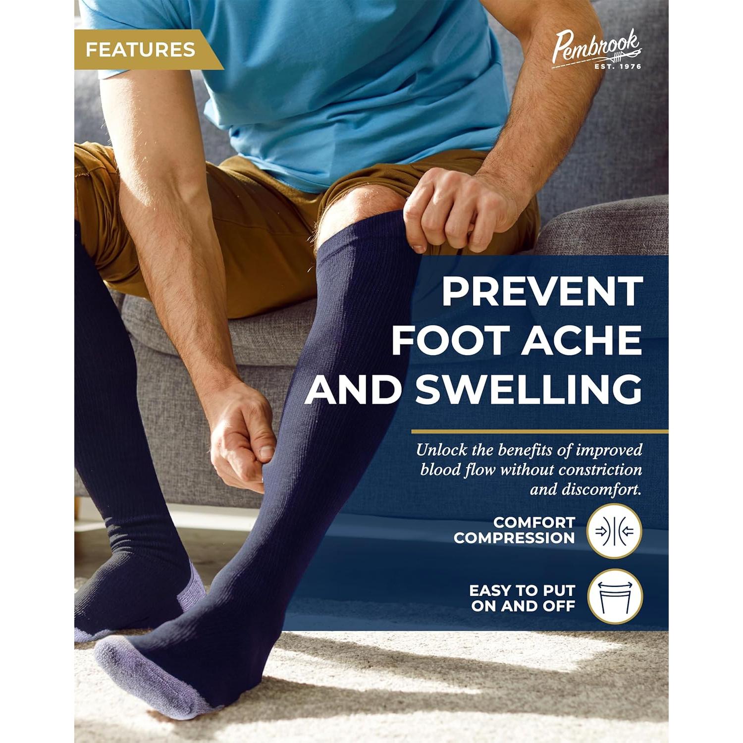 Calcetines de Compresión Pembrook para Hombres - 3 Pares 8-15 mmHg