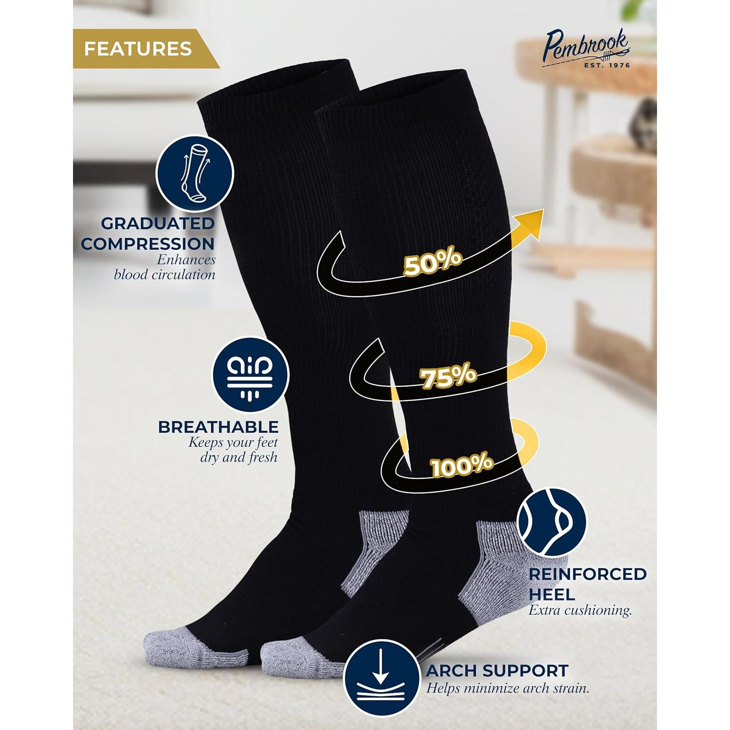 Calcetines de Compresión Pembrook para Hombres - 3 Pares 8-15 mmHg