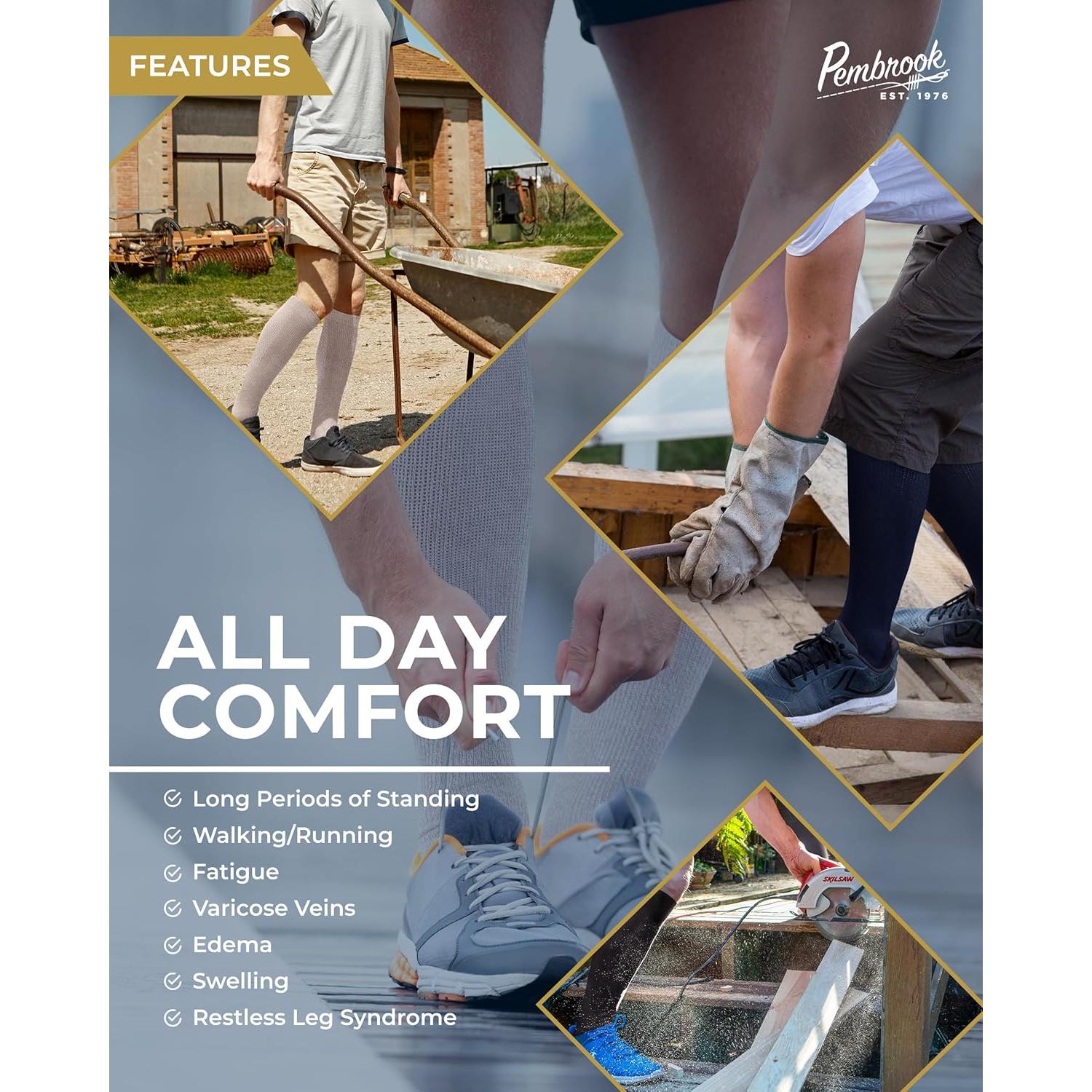 Calcetines de Compresión Pembrook para Hombres - 3 Pares 8-15 mmHg