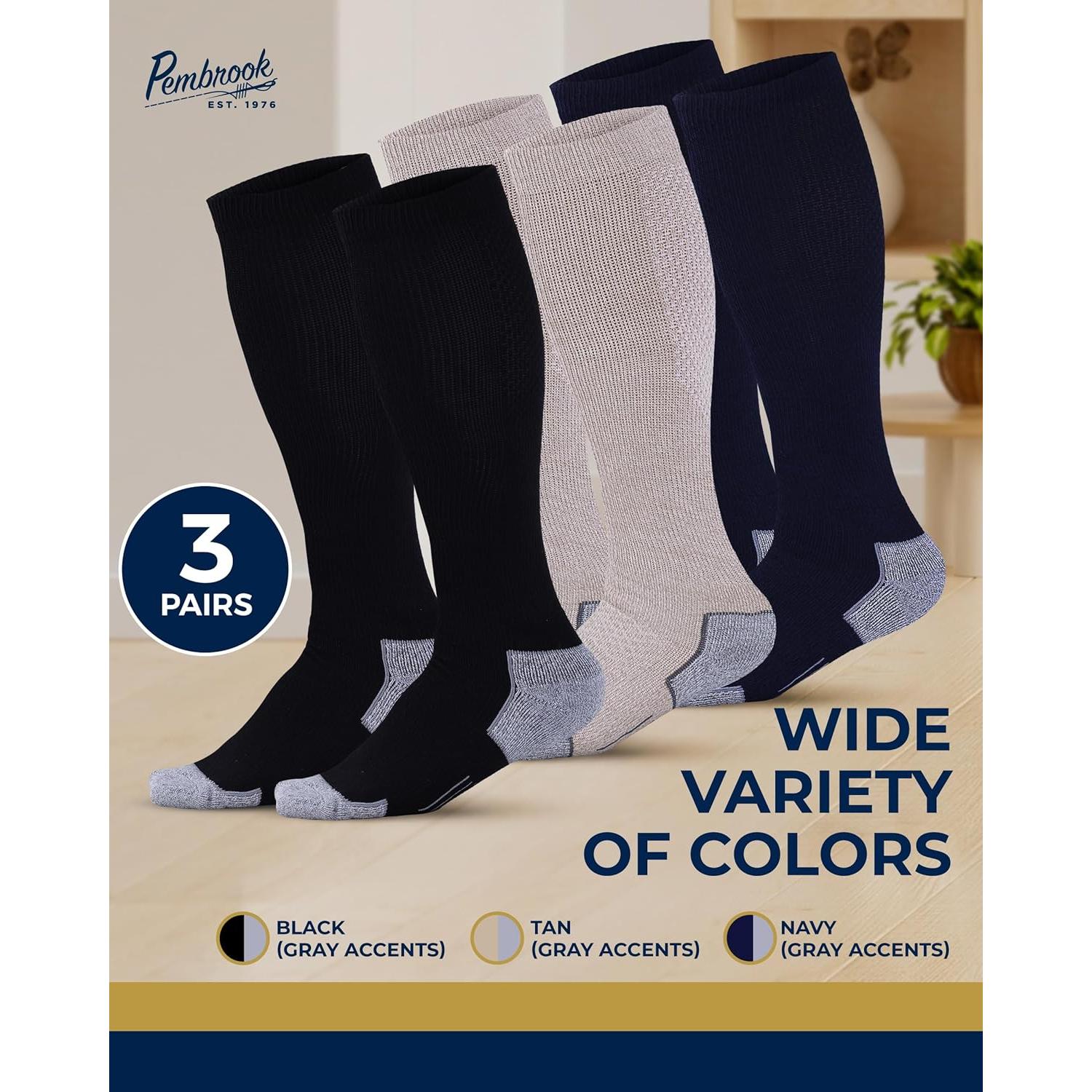 Calcetines de Compresión Pembrook para Hombres - 3 Pares 8-15 mmHg
