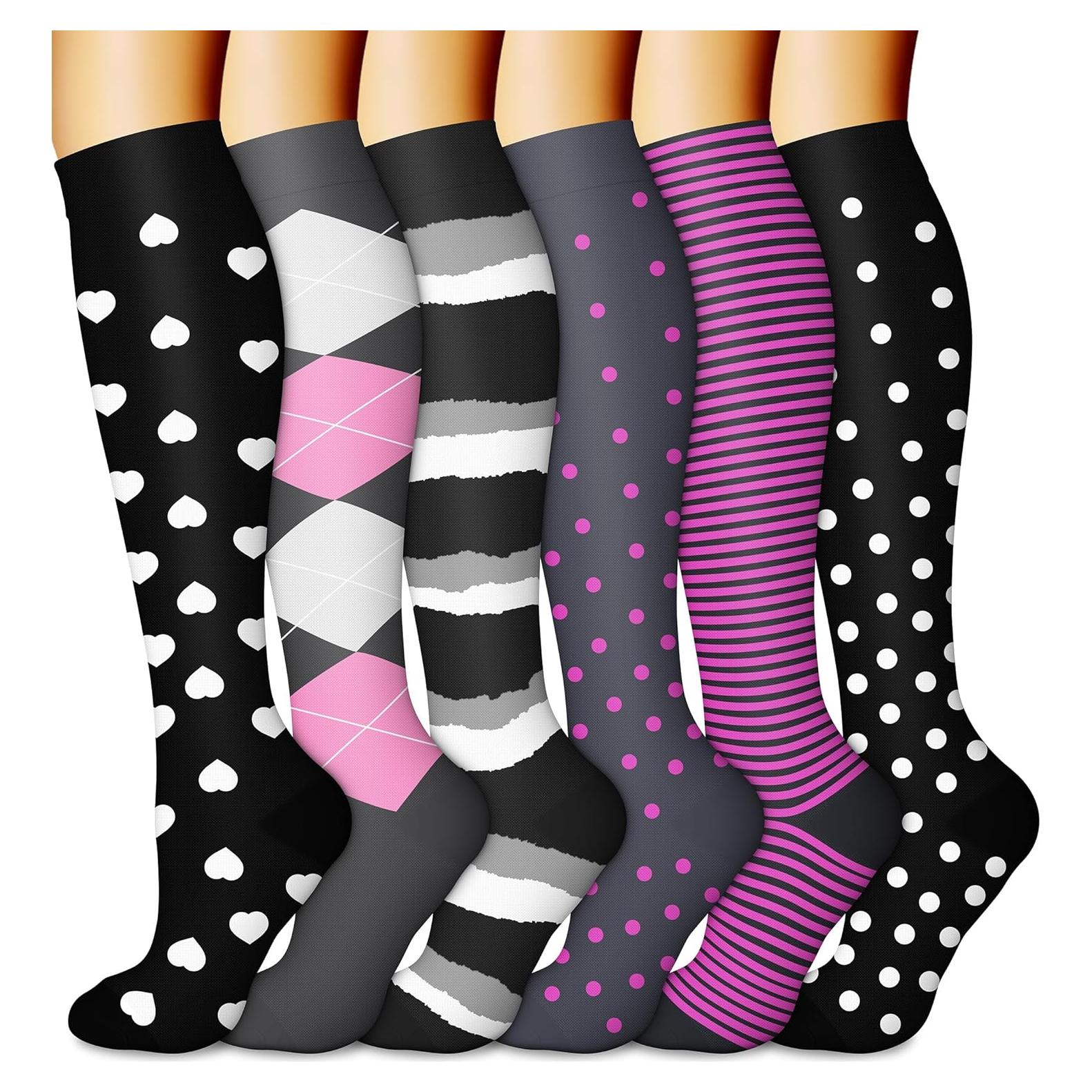 Calcetines de Compresión CHARMKING 6 Pares Unisex Soporte