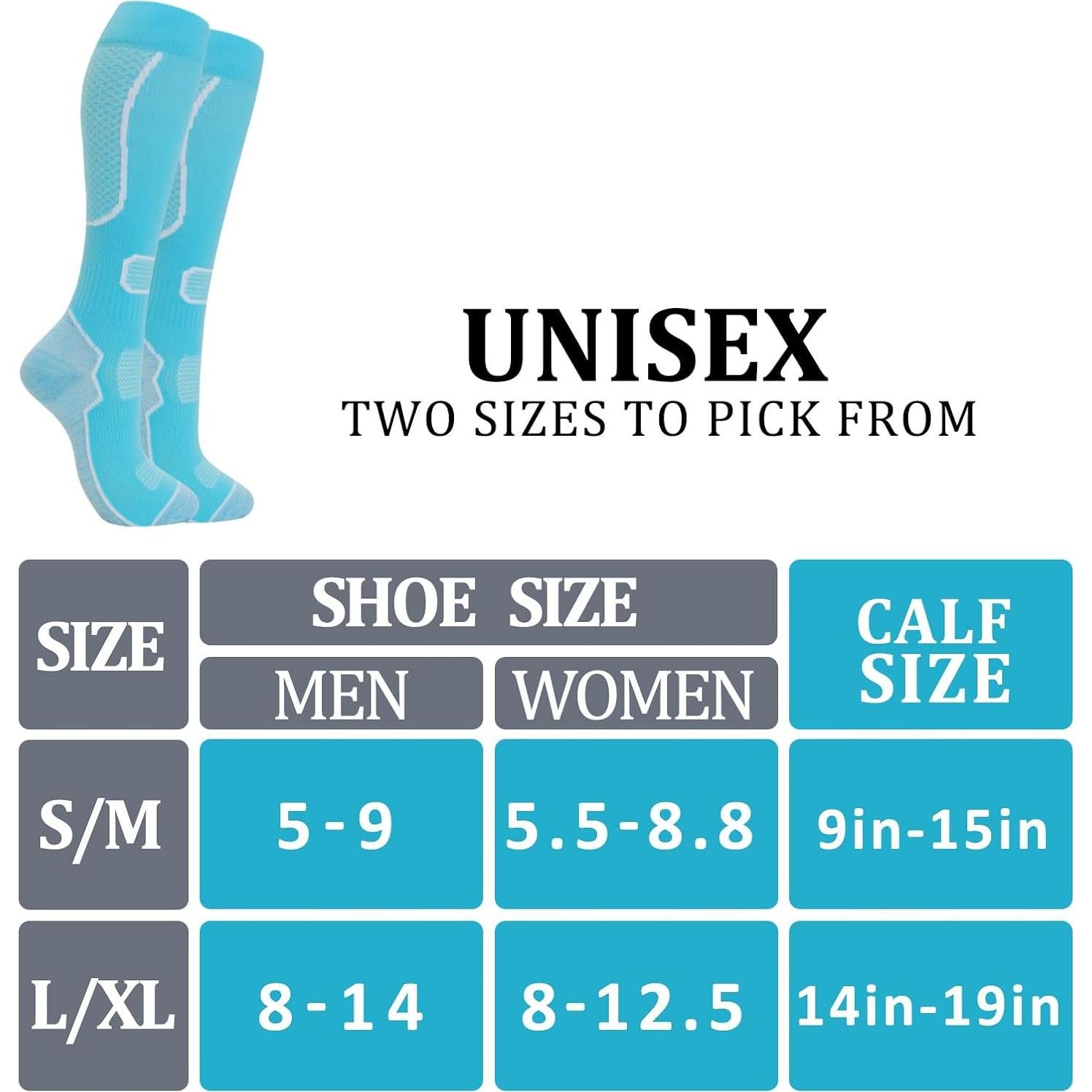 Calcetines de Compresión Fenglaoda 6 Pares Unisex hasta la Rodilla