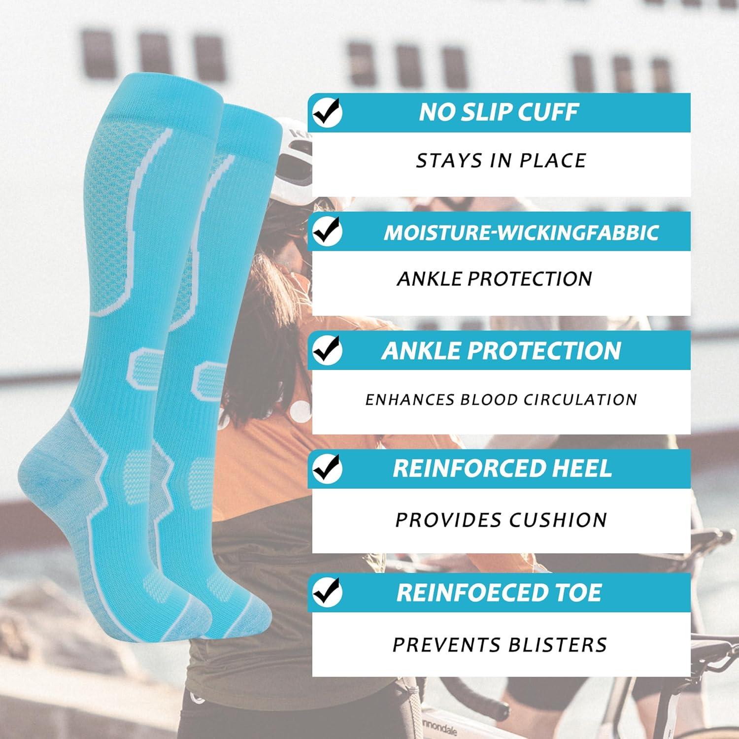 Calcetines de Compresión Fenglaoda 6 Pares Unisex hasta la Rodilla