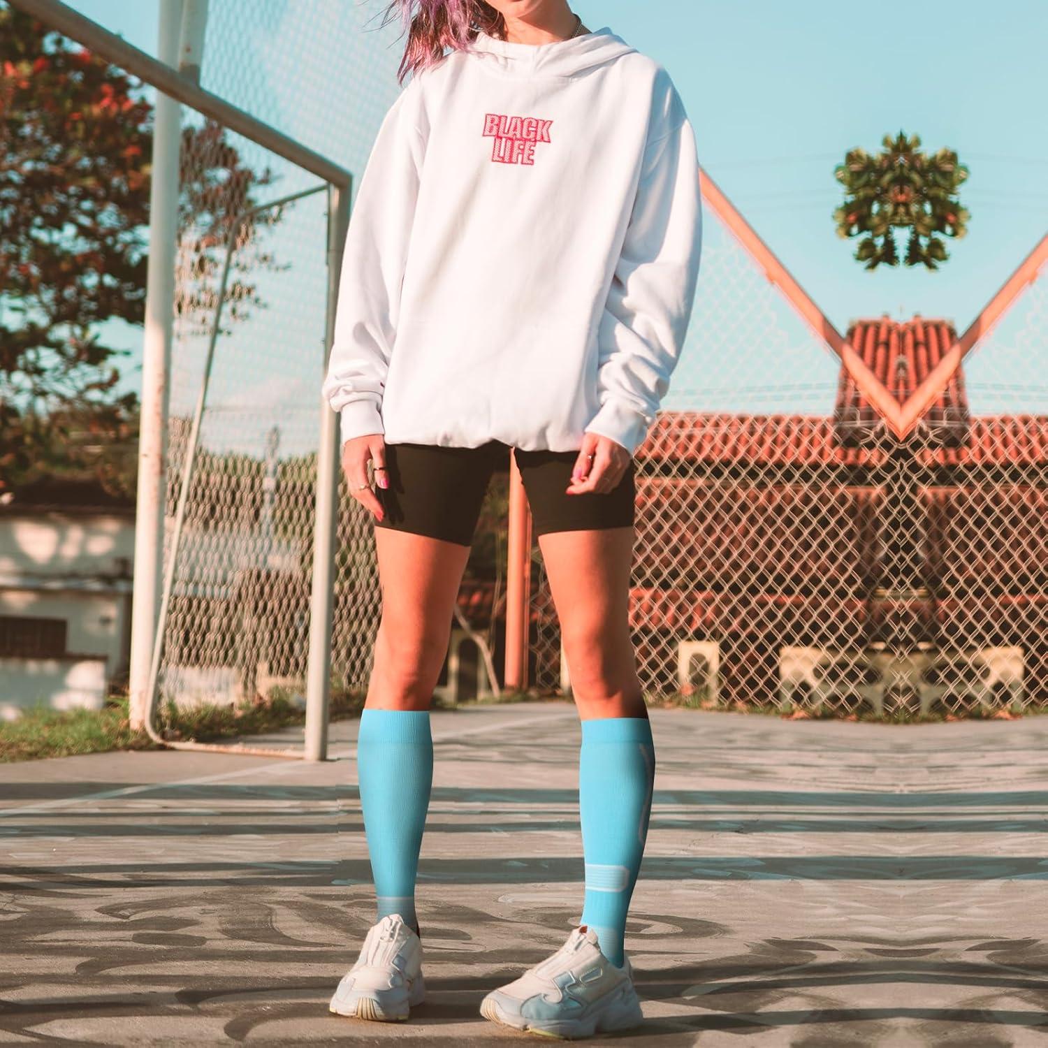 Calcetines de Compresión Fenglaoda 6 Pares Unisex hasta la Rodilla