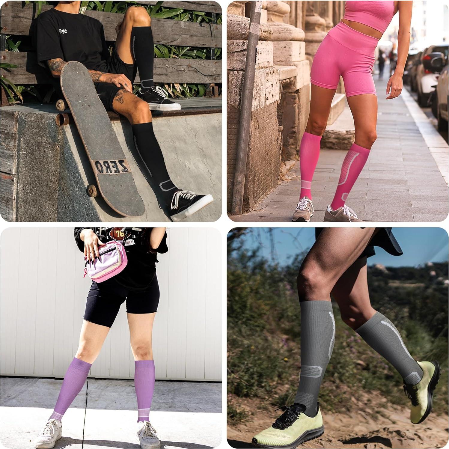 Calcetines de Compresión Fenglaoda 6 Pares Unisex hasta la Rodilla