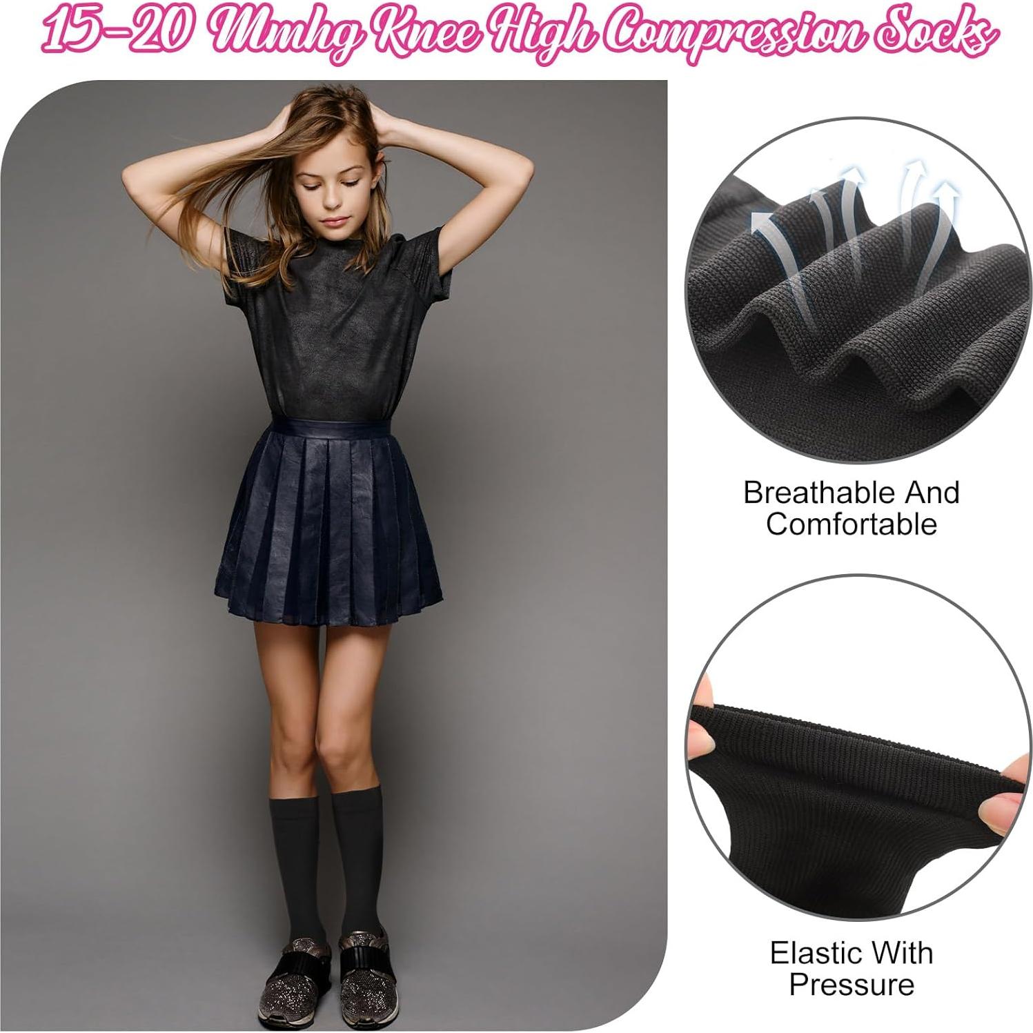 4 Pares de Calcetines de Compresión Niños 15-20 mmHg Multicolor