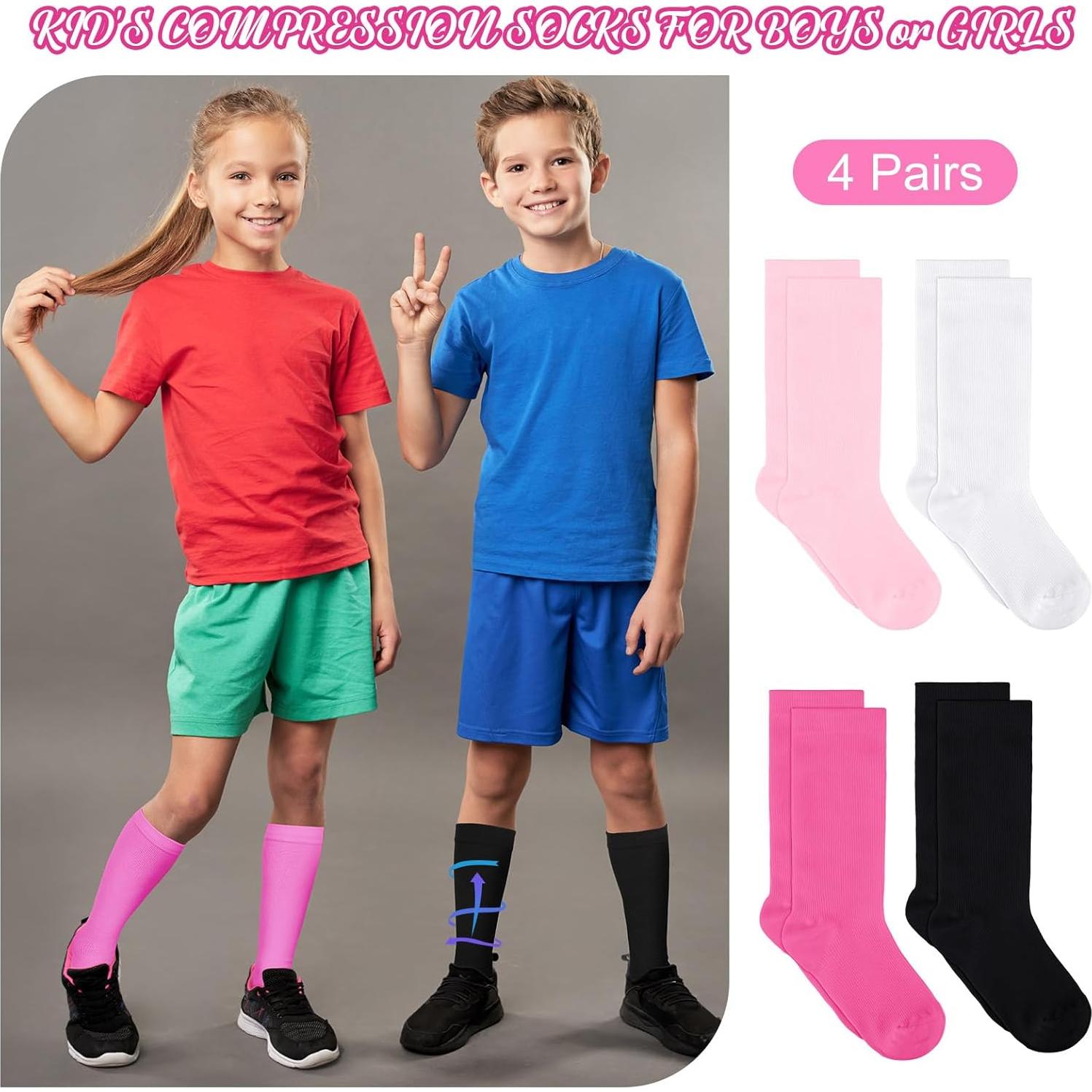 4 Pares de Calcetines de Compresión Niños 15-20 mmHg Multicolor
