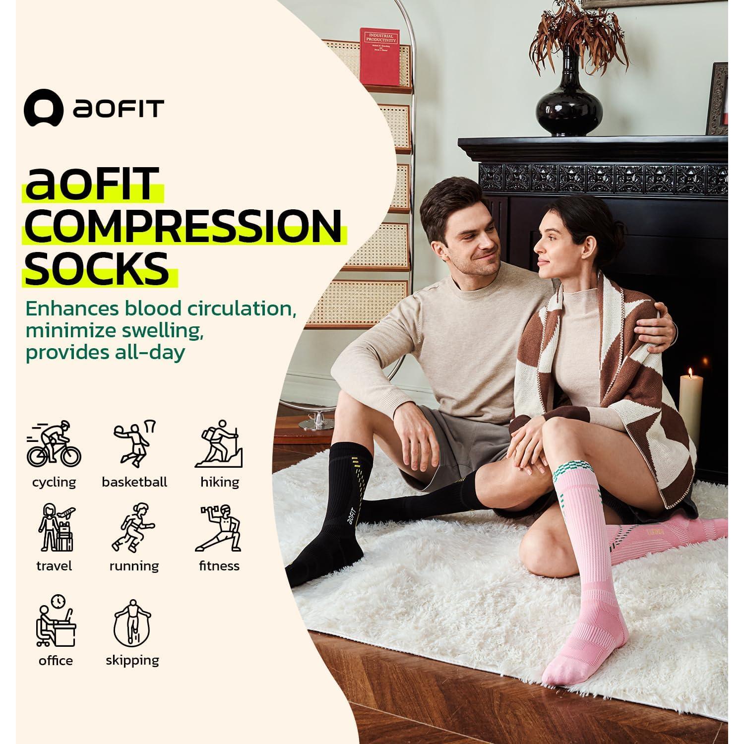 Calcetines de Compresión aoFIT para Mujeres 15-20 mmHg Rosa