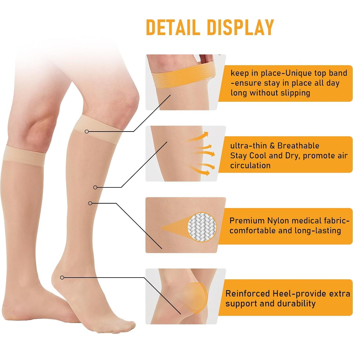 Medias de Compresión Transparentes BSERA 15-20 mmHg X-Grande Beige