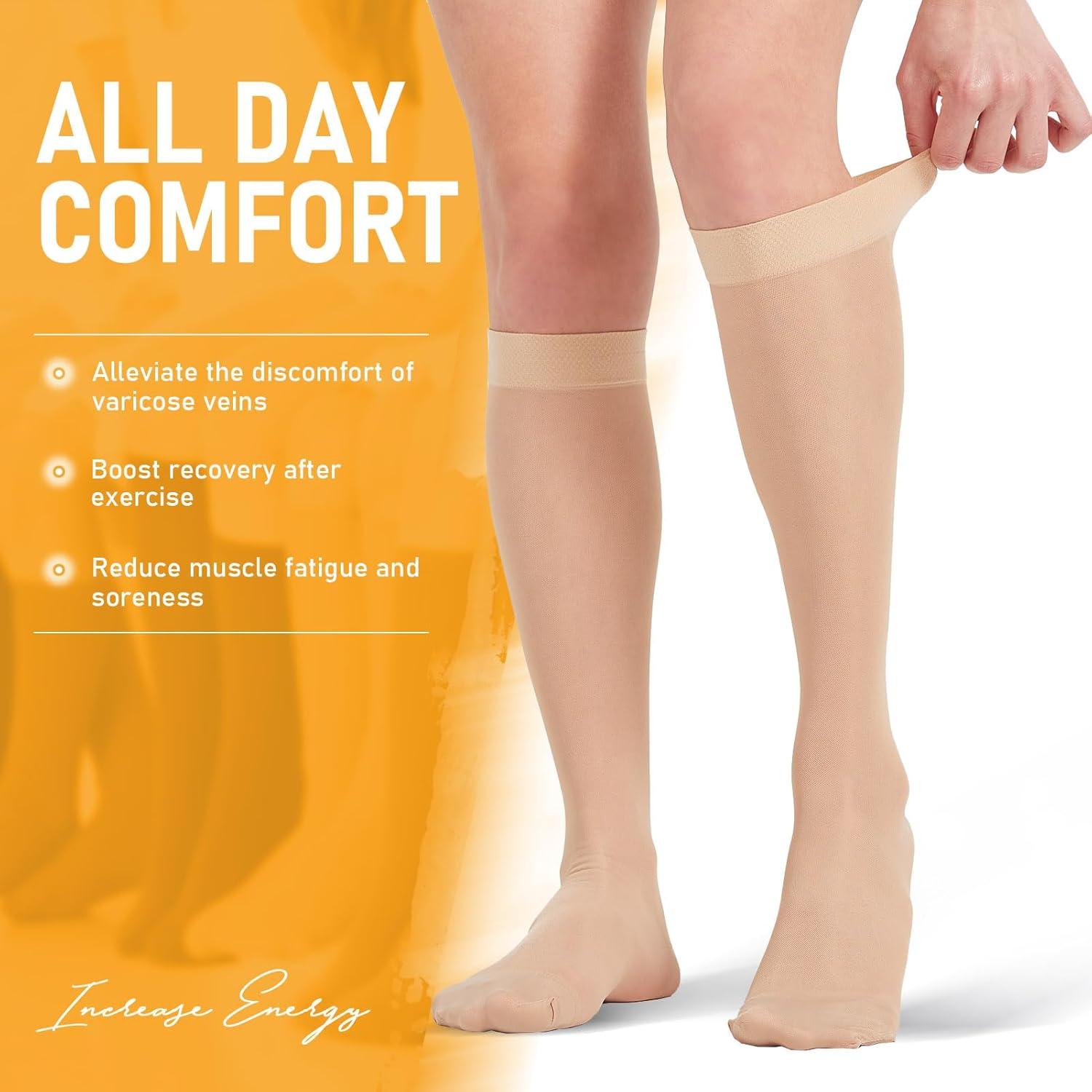 Medias de Compresión Transparentes BSERA 15-20 mmHg X-Grande Beige