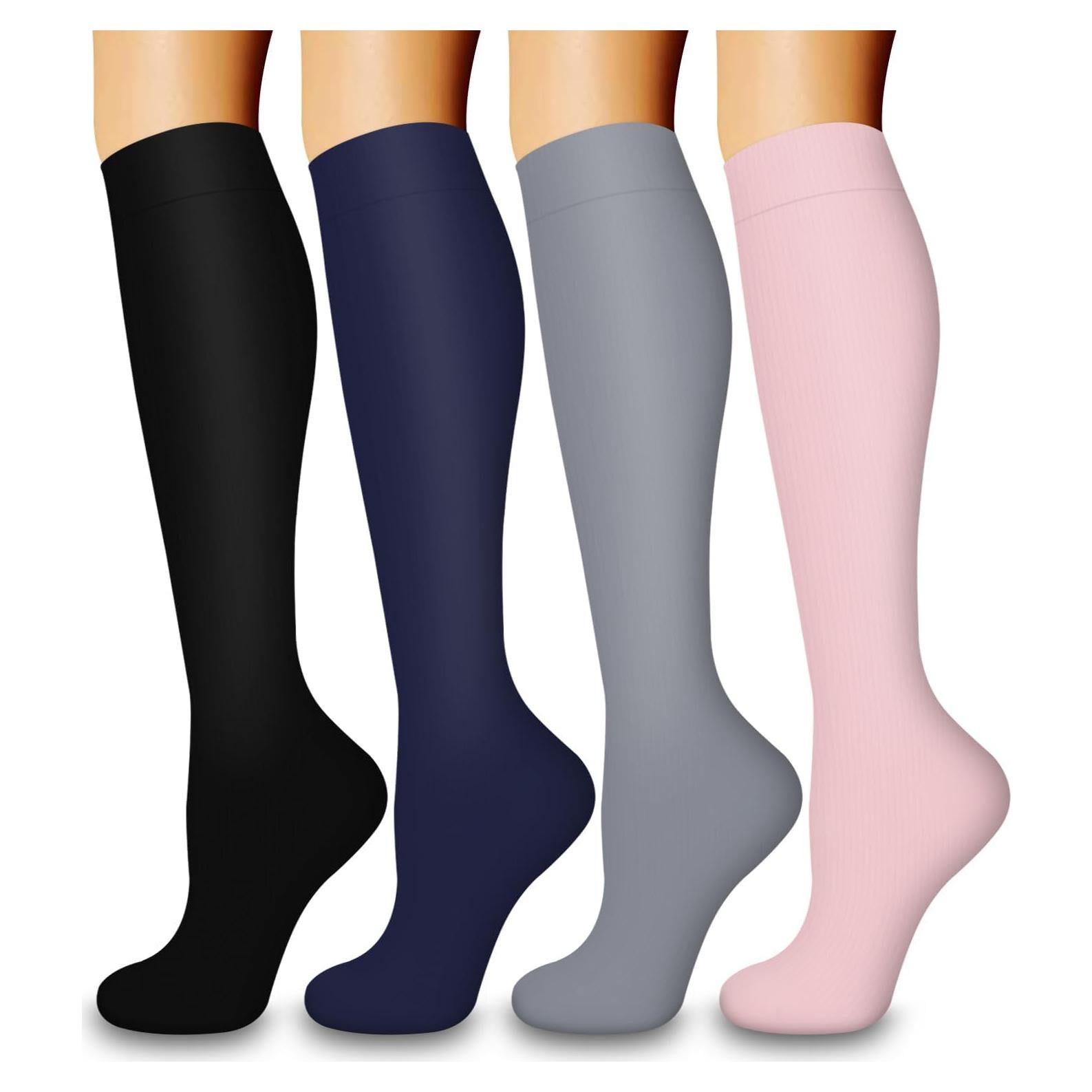 Calcetines de Compresión COOLOVER 4 Pares Unisex - Soporte para Correr y Viajes