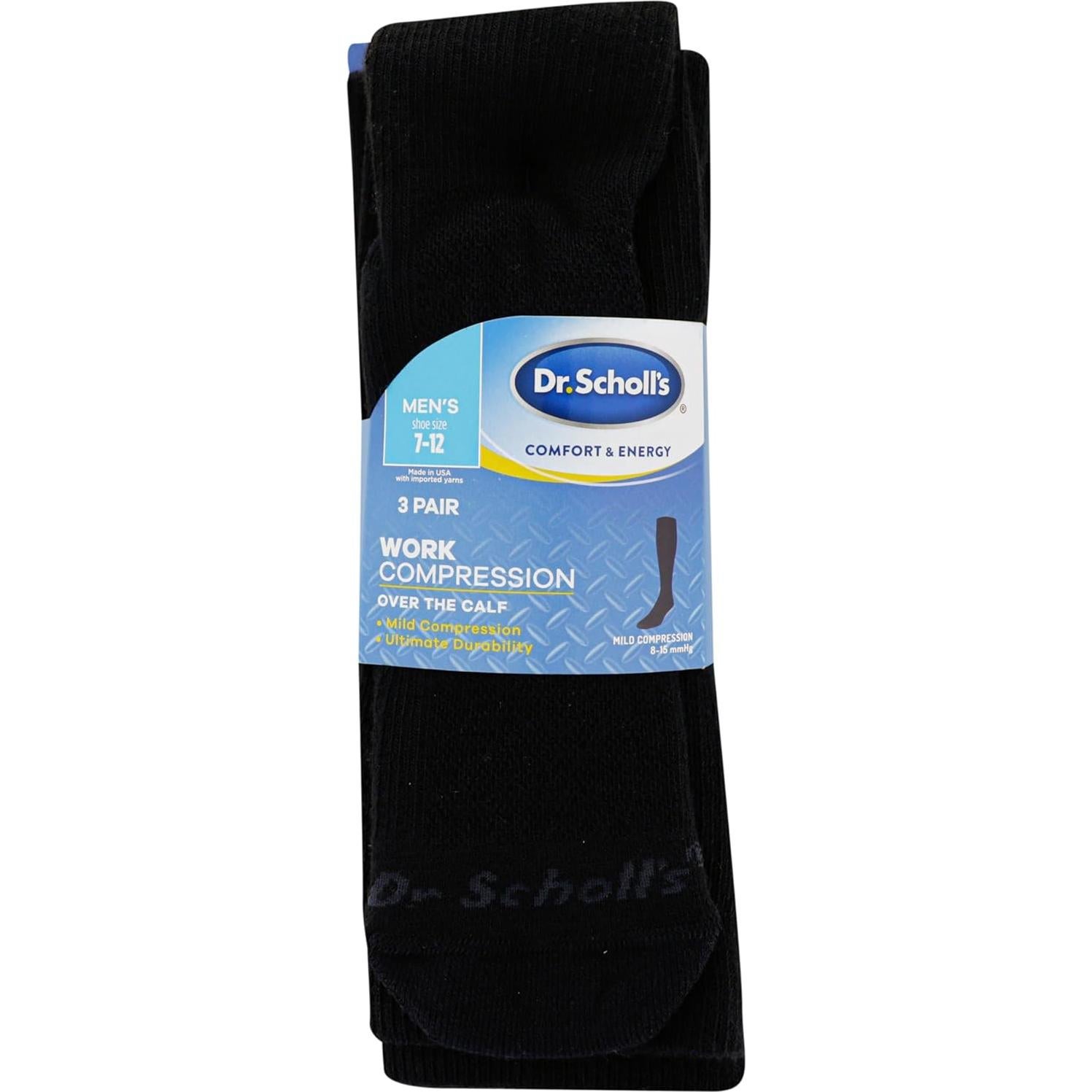 Calcetines de Compresión Dr. Scholl's para Hombre - 3 Pares Negros