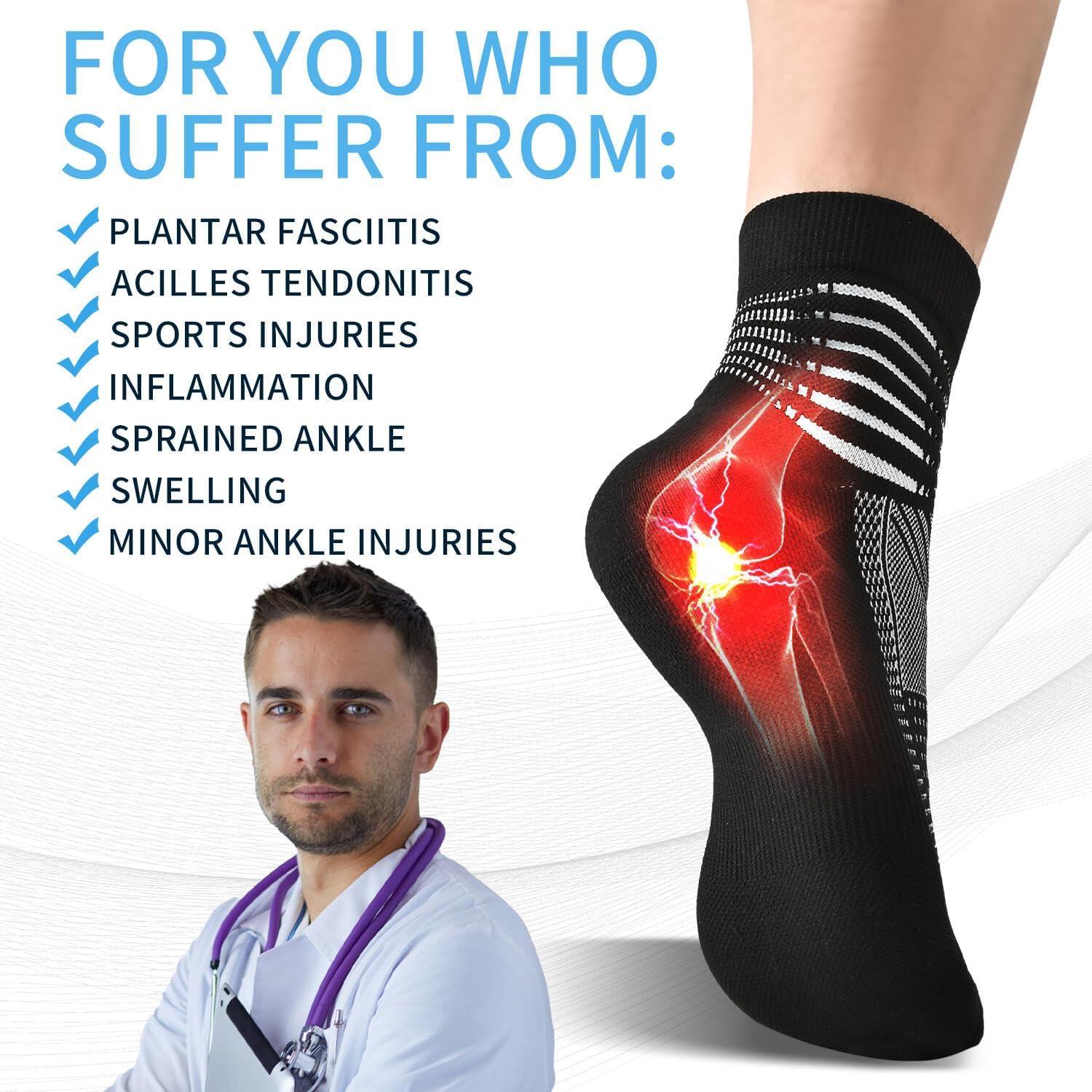 Calcetines de Compresión IRAMY para Tobillo - 3 Pares - Negro/Blanco/Gris