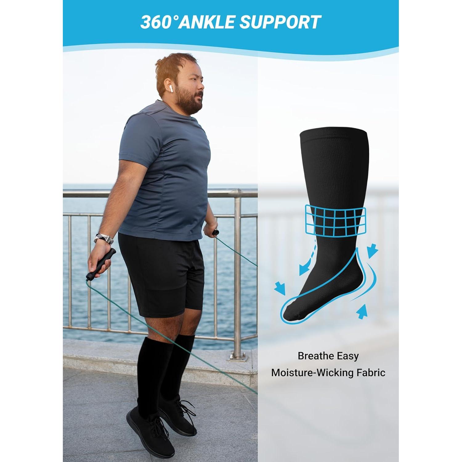 Calcetines de Compresión AMITOFO Talla Grande 20-30 mmHg - 3 Pares