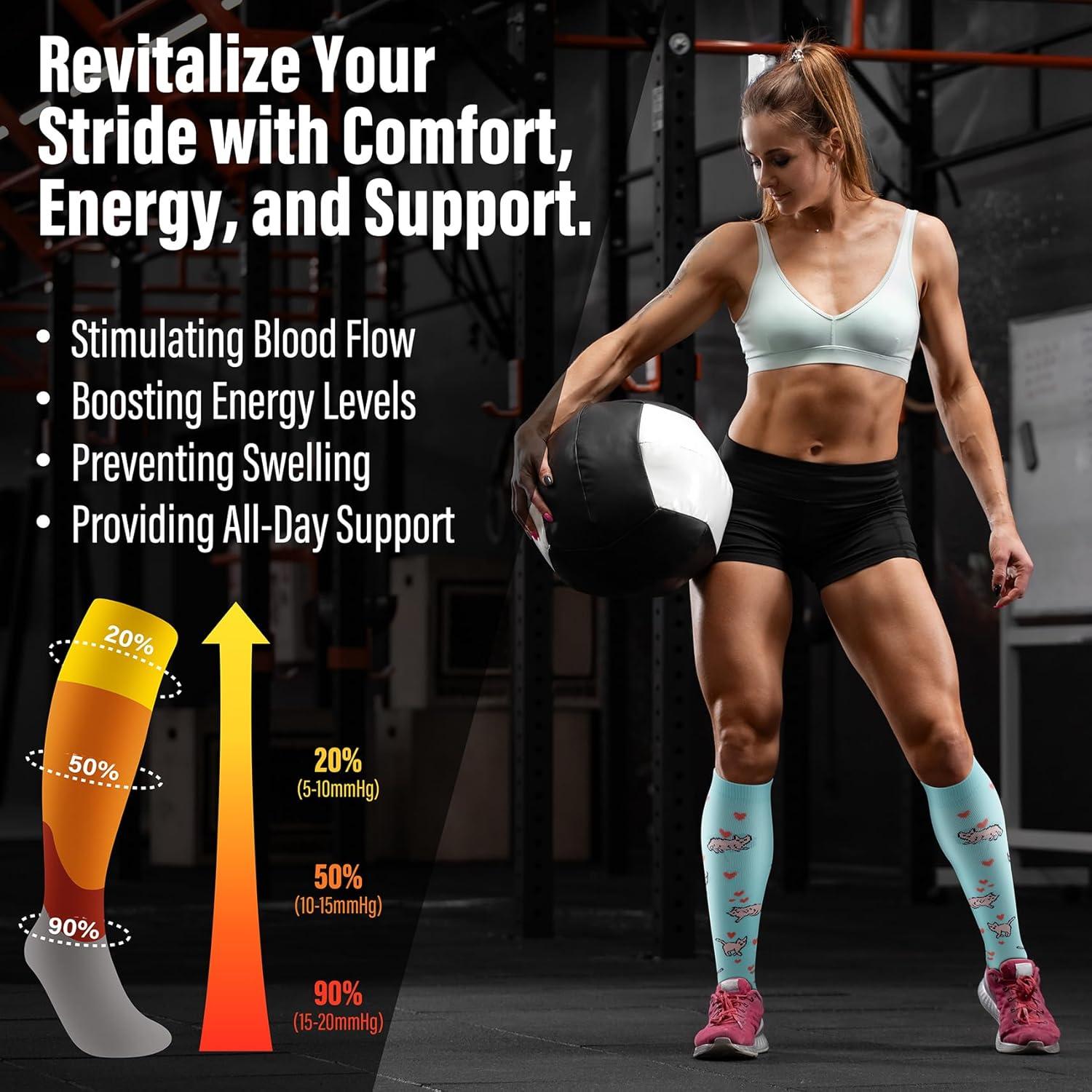 Calcetines de Compresión de Cobre FEYHAY 15-20 mmHg (5 Pares)